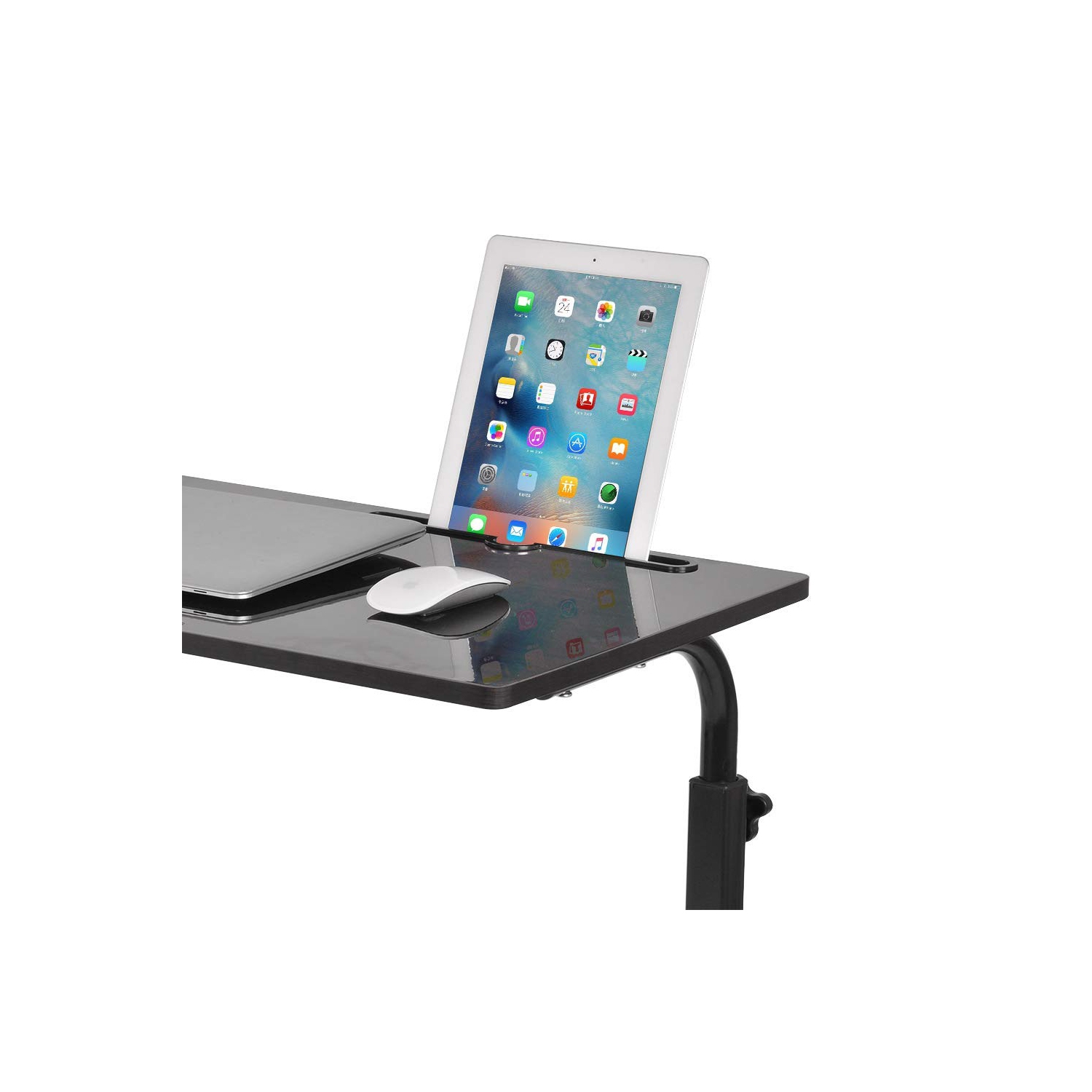 Duramex Adjustable Rolling Mobile Table 31.4" Portable Laptop Computer Stand Desk Cart Tray, Black
