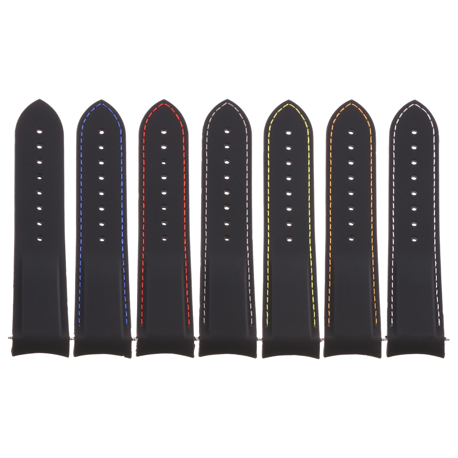 Strapsco Silicone Rubber Watch Band Strap with Rose Gold Clasp for Omega Seamaster Planet Ocean - 22mm - Black & Orange