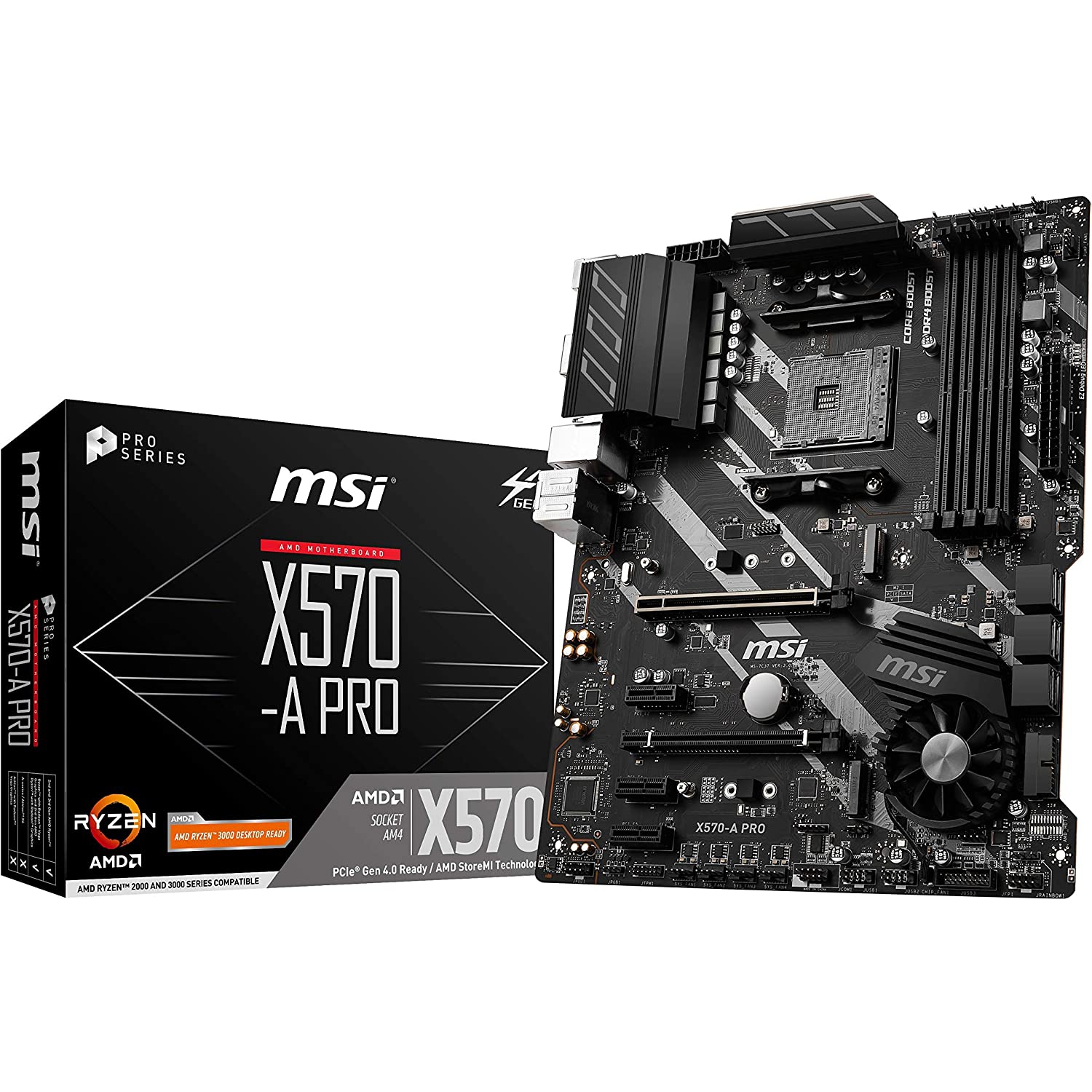 MSI X570-A PRO Motherboard (AMD AM4, DDR4, PCIe 4.0, SATA 6Gb/s, M.2, USB 3.2 Gen 2, HDMI, ATX)