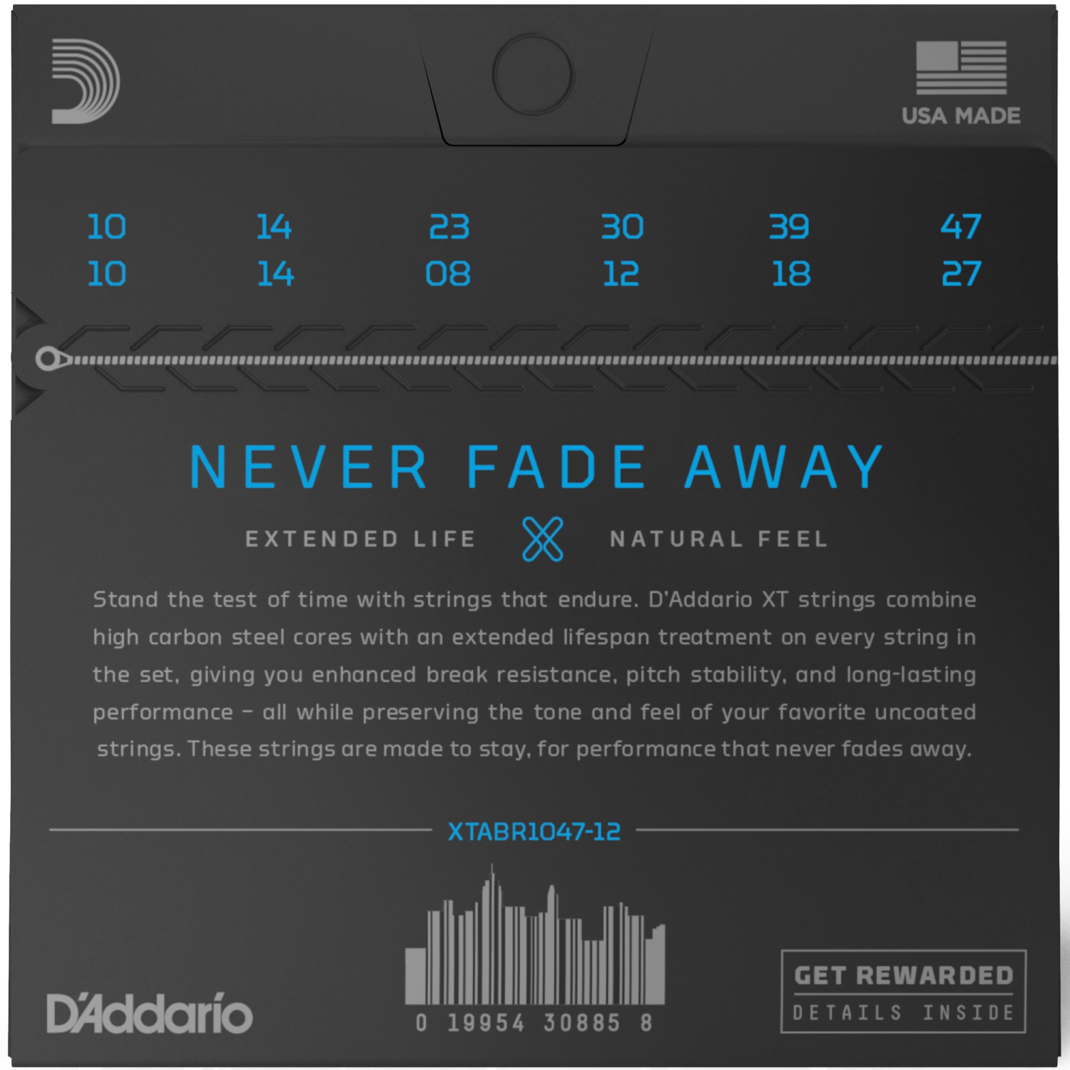 D'Addario XT 80/20 Bronze 12 String Acoustic Guitar Strings - 10-47