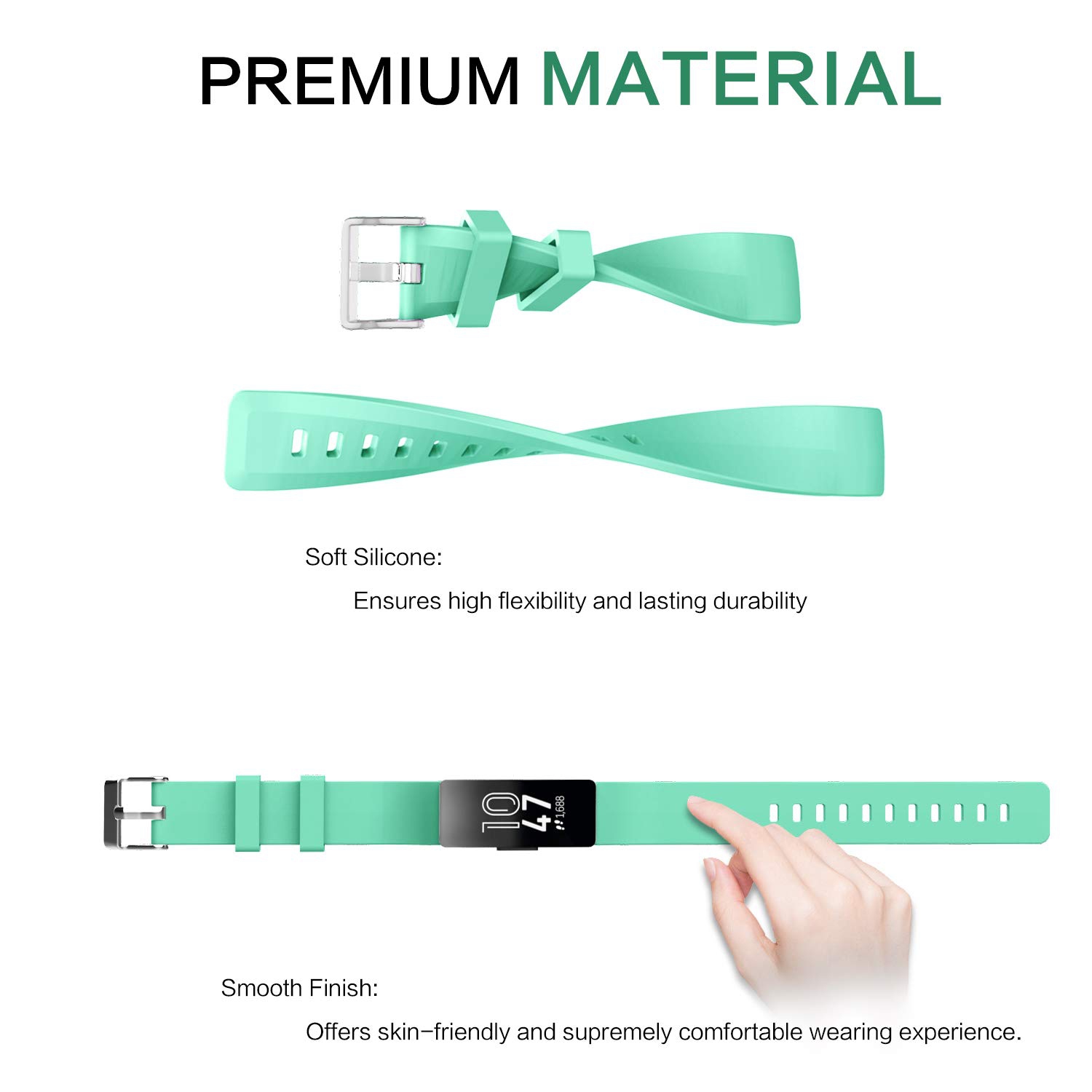 Fitbit Inspire/Inspire HR Band, Soft Waterproof Sport Watch Strap Replacement Wristband (LARGE)