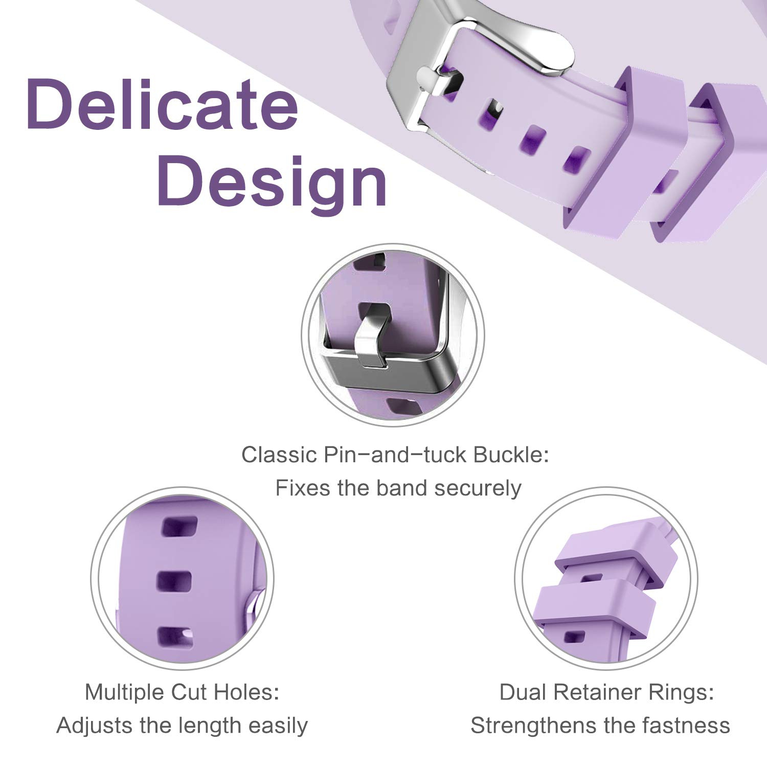 Fitbit Inspire/Inspire HR Band, Soft Waterproof Sport Watch Strap Replacement Wristband (LARGE)