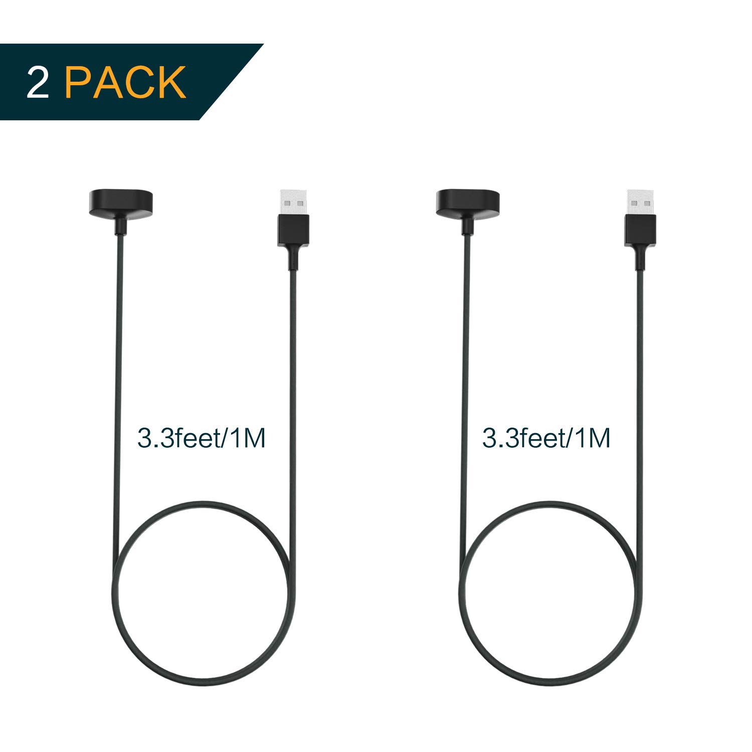 Charger Fit – montre de mise en forme Inspire/HR de Fitbit avec moniteur de fréquence cardiaque, [paq. 2], câble de recharge USB de rechange