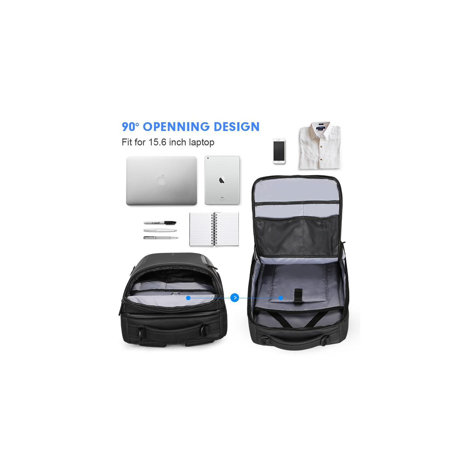 Mark Ryden "NAVARRO II 2 Pocket" Business & Travel USB Charging laptop Backpack, Ergonomic Straps, Anti-Theft Pocket
