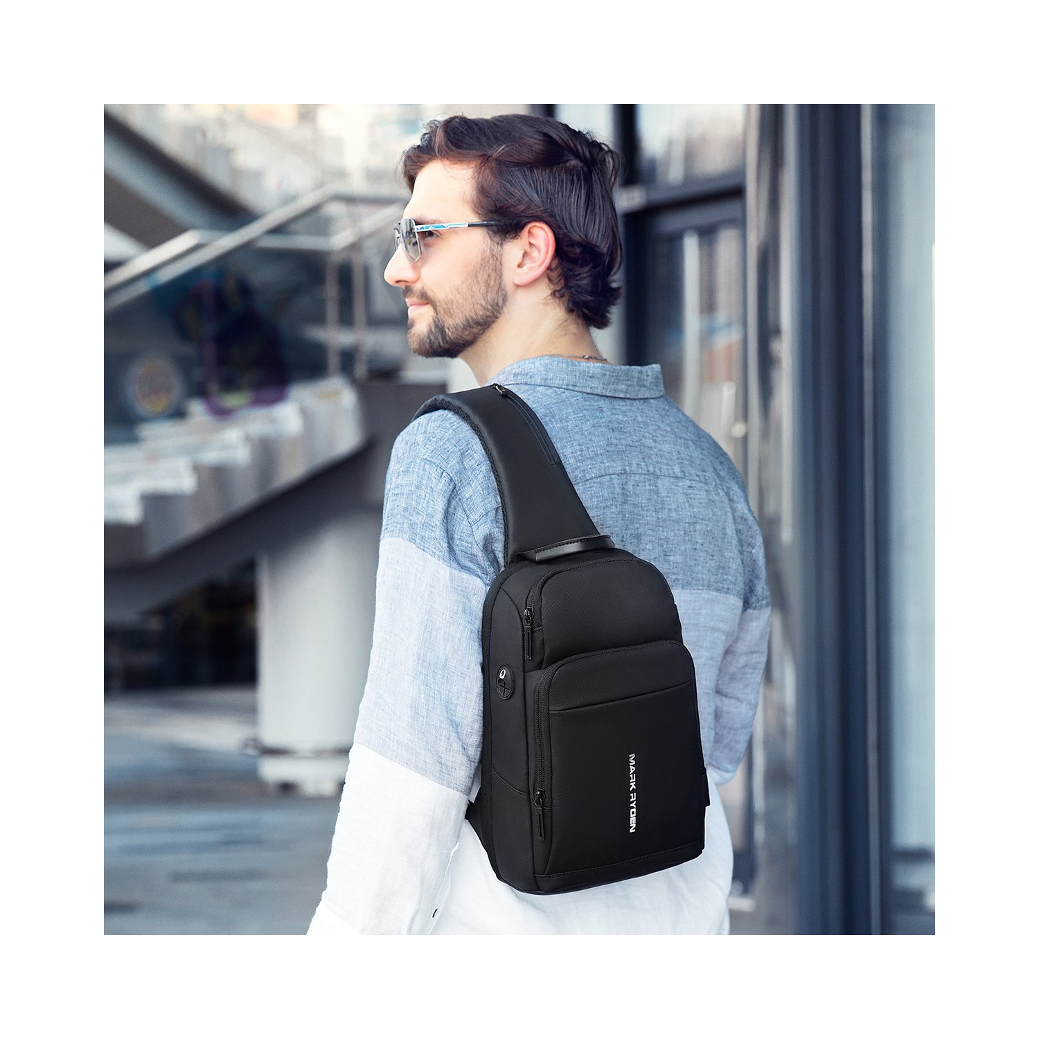 Mark Ryden "NAVARRO MINI" USB Charging Sling Bag w/ USB Charging Port, Anti-Theft Back Pocket & Water Repellent Material