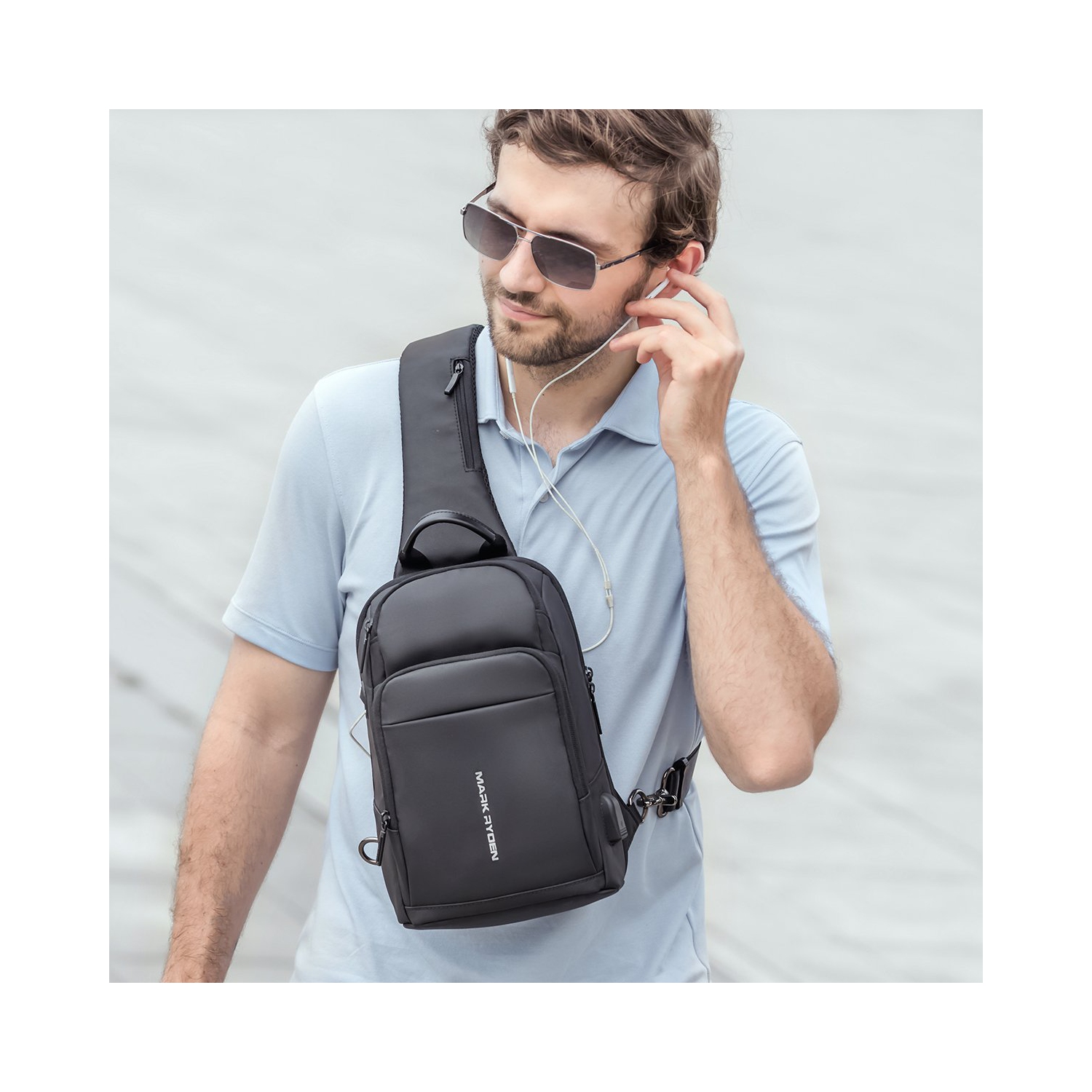 Mark Ryden "NAVARRO MINI" USB Charging Sling Bag w/ USB Charging Port, Anti-Theft Back Pocket & Water Repellent Material