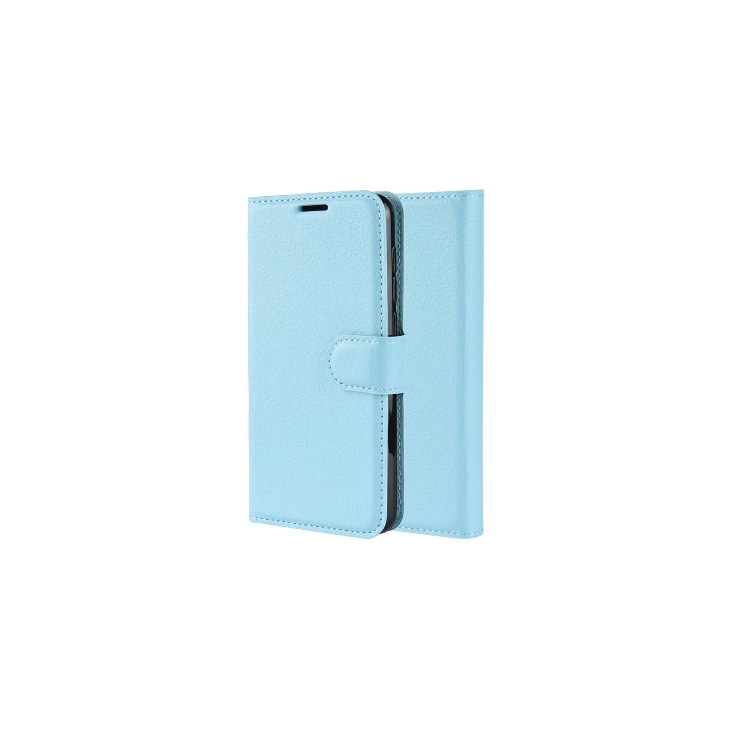 PANDACO Light Blue Leather Wallet Case for Samsung Galaxy Note 10