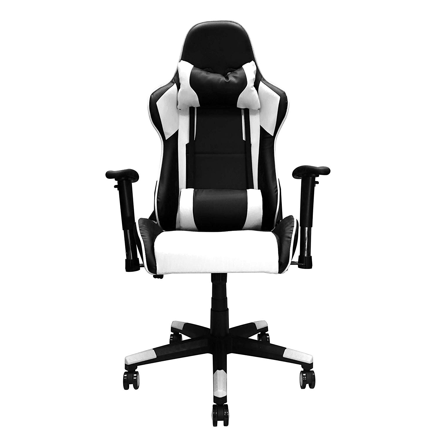 Nicer Mobilier ergonomique Racing Chaise de jeu avec tête Coussins et réglable Accoudoirs blanc