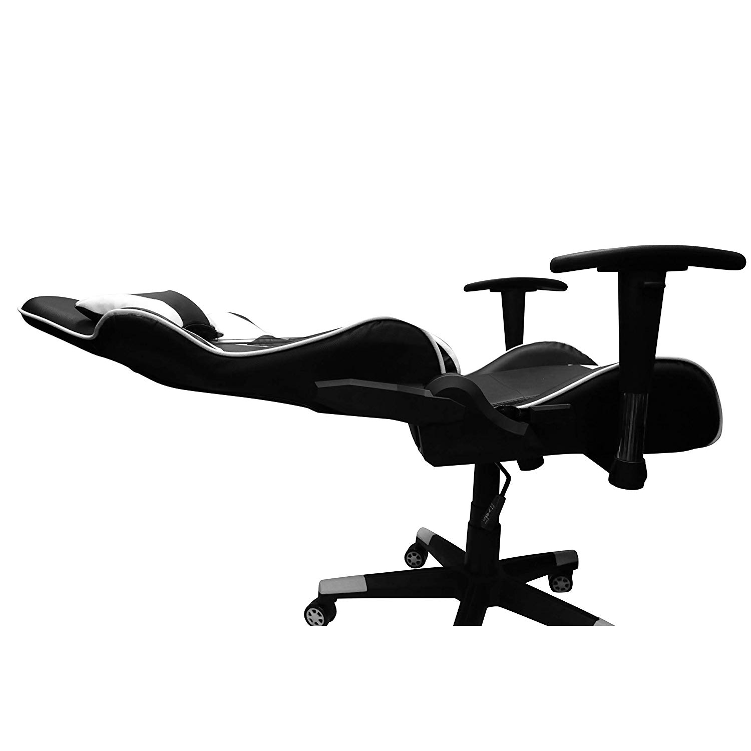 Nicer Mobilier ergonomique Racing Chaise de jeu avec tête Coussins et réglable Accoudoirs blanc
