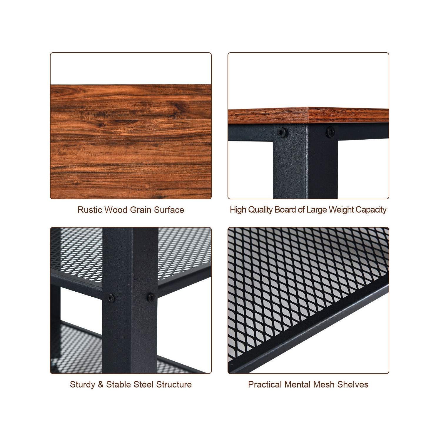 Gymax Industrial Serving Cart 3-Tier Kitchen Utility Cart on Wheels w/Storage Black