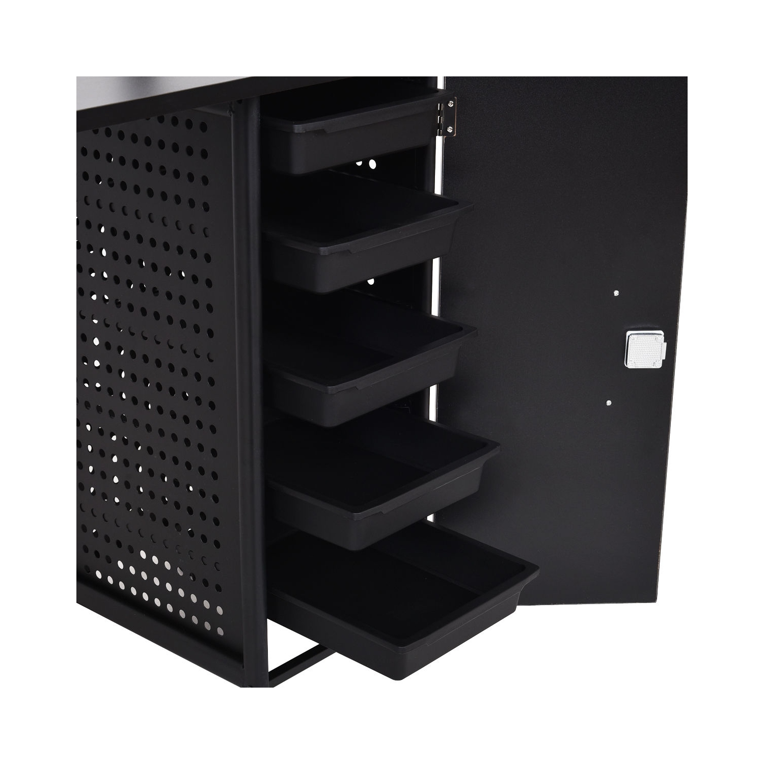 Gymax Manicure Nail Table Station Black Steel Frame Beauty Spa Salon Equipment Drawer