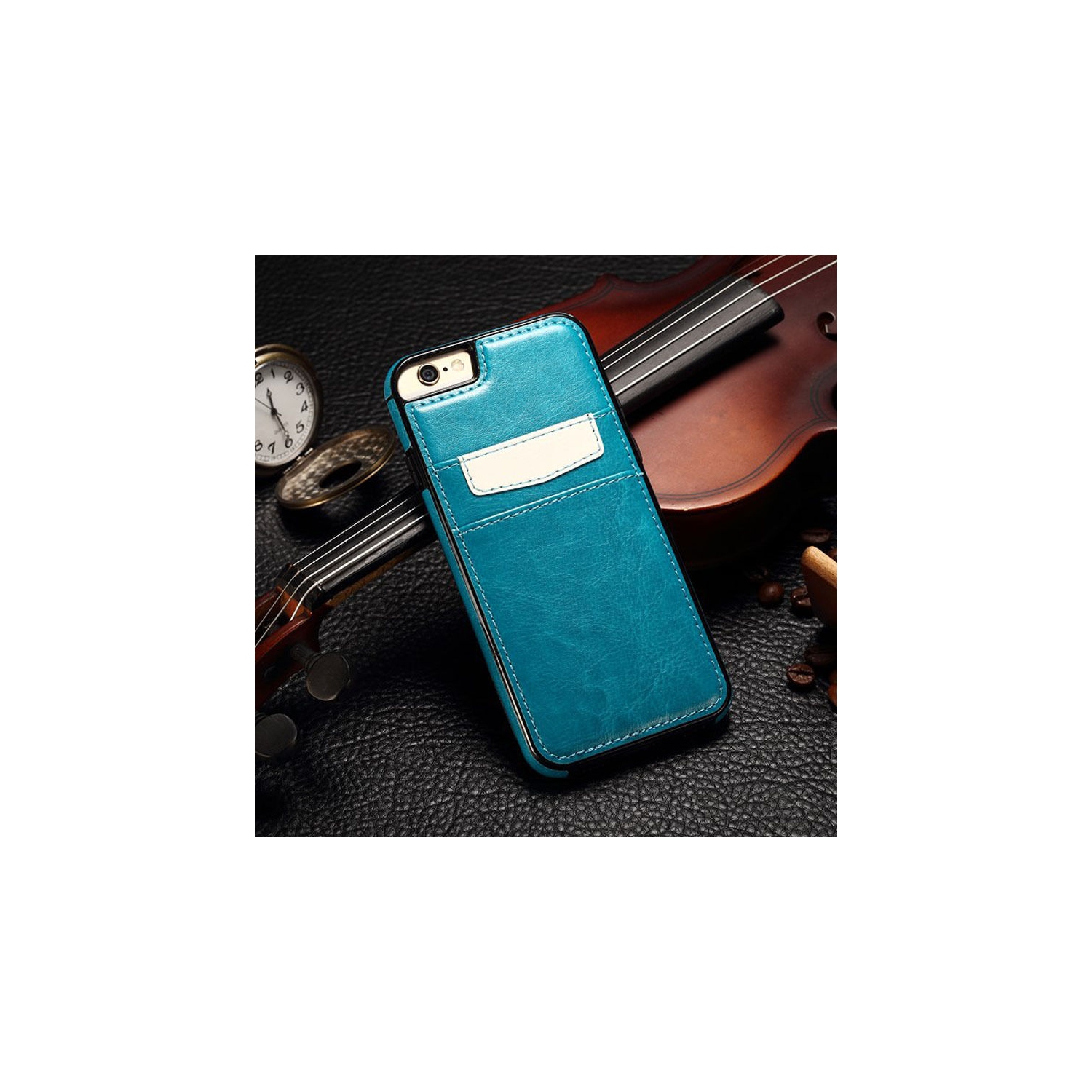 Leather Wallet Credit Card Slots Case Cover For iPhone 7 / 8 (Mint green)