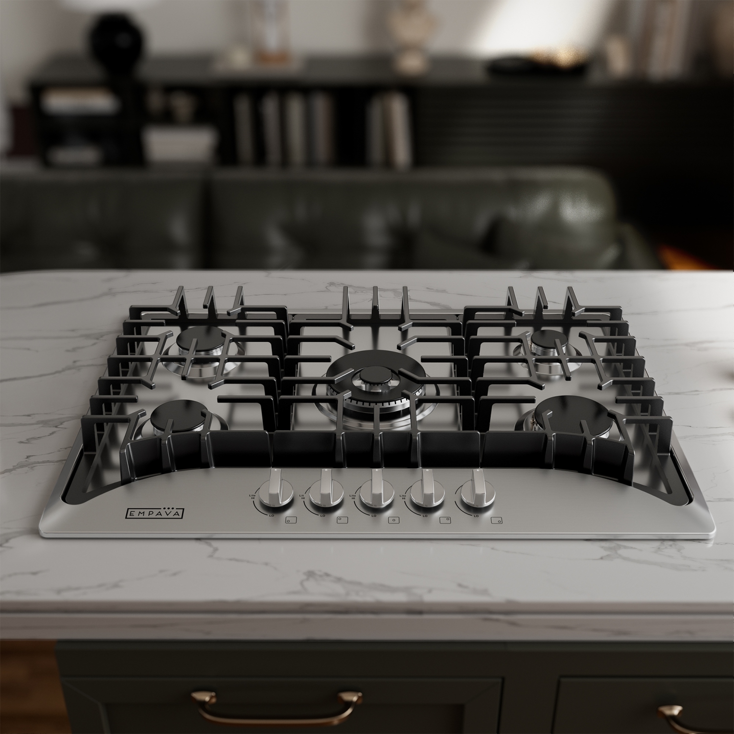 Surface de cuisson au gaz de 30 po à 5 brûleurs d’Emava - acier inoxydable