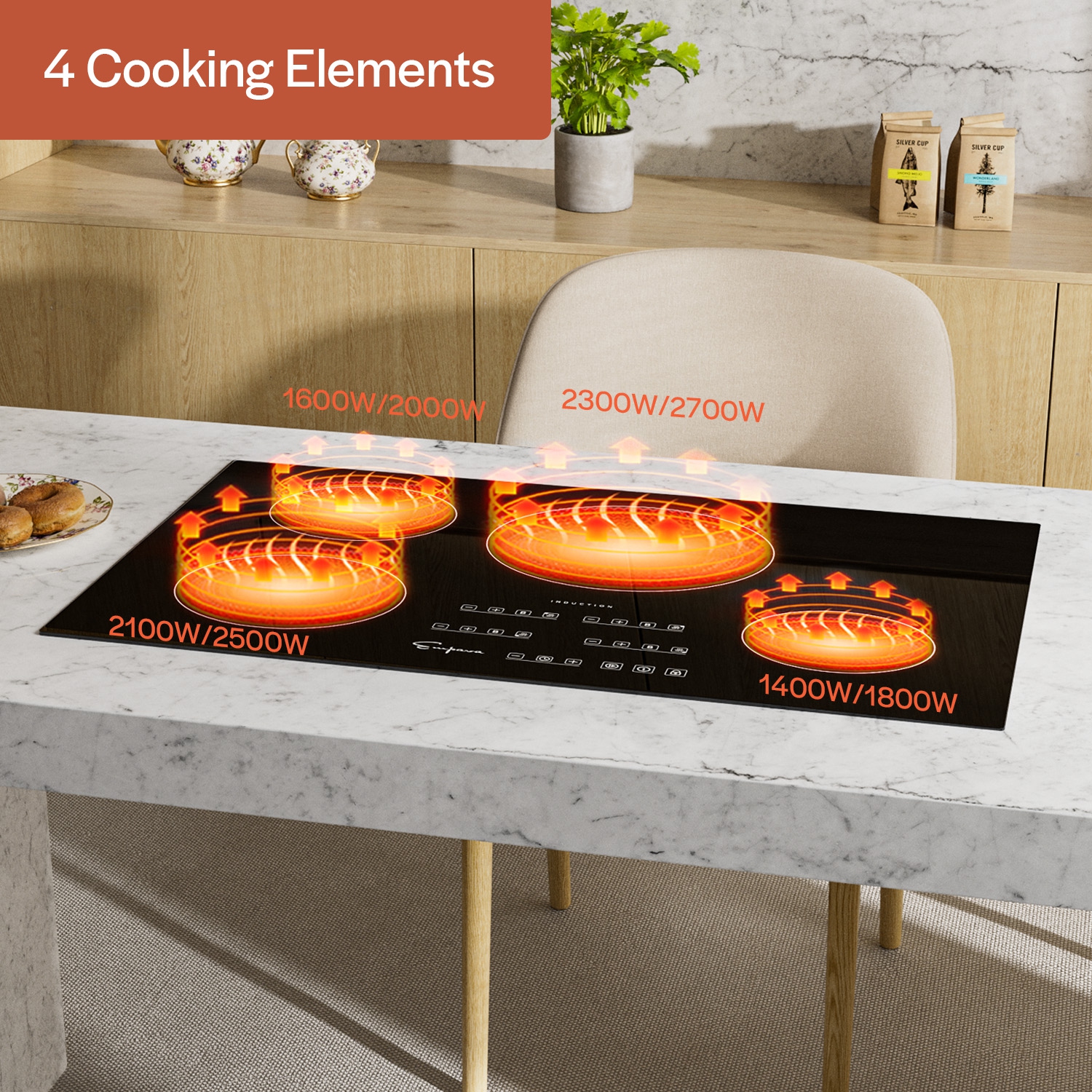 Surface de cuisson électrique à induction de 30 po à 4 brûleurs d’Emporva - Noir