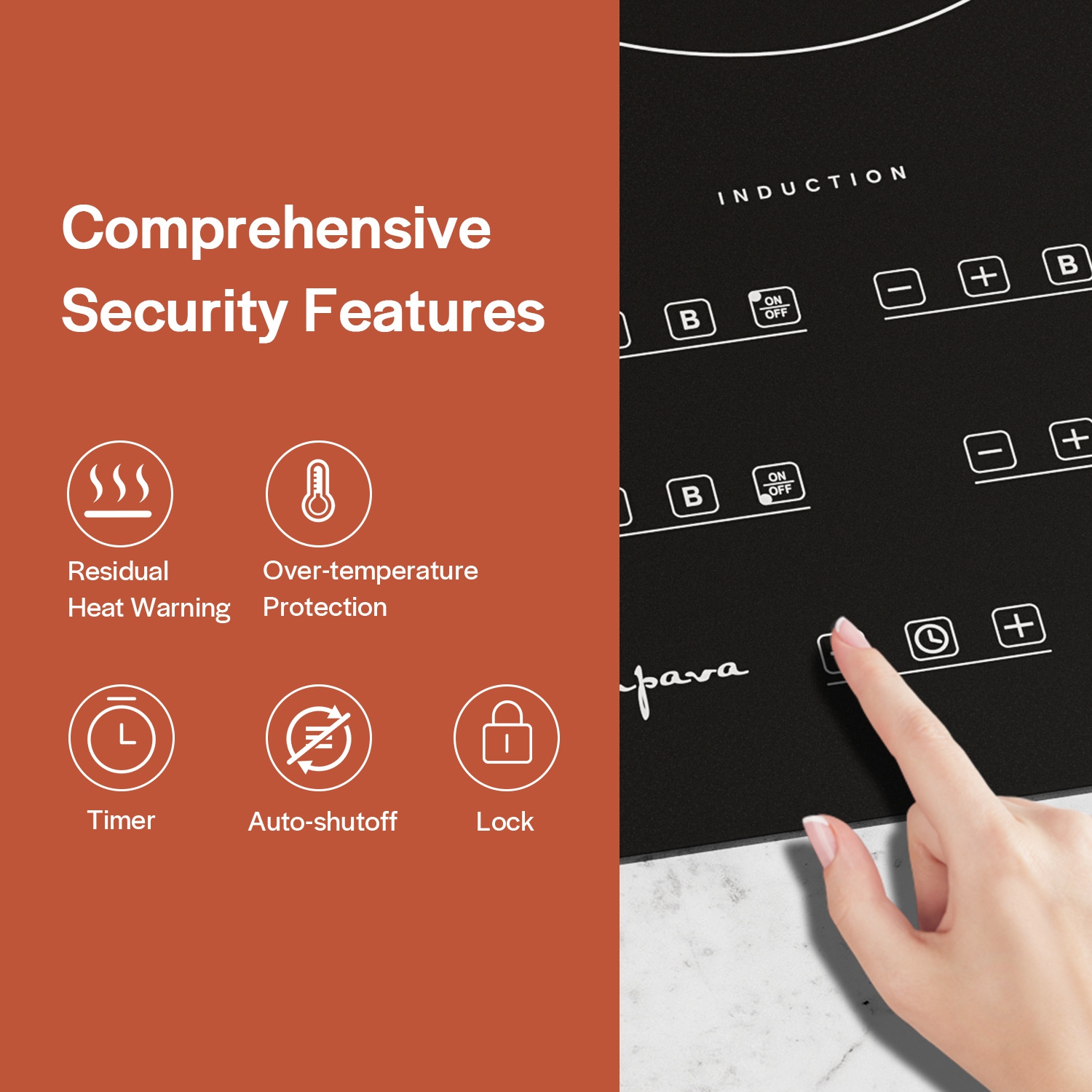 Surface de cuisson électrique à induction de 30 po à 4 brûleurs d’Emporva - Noir