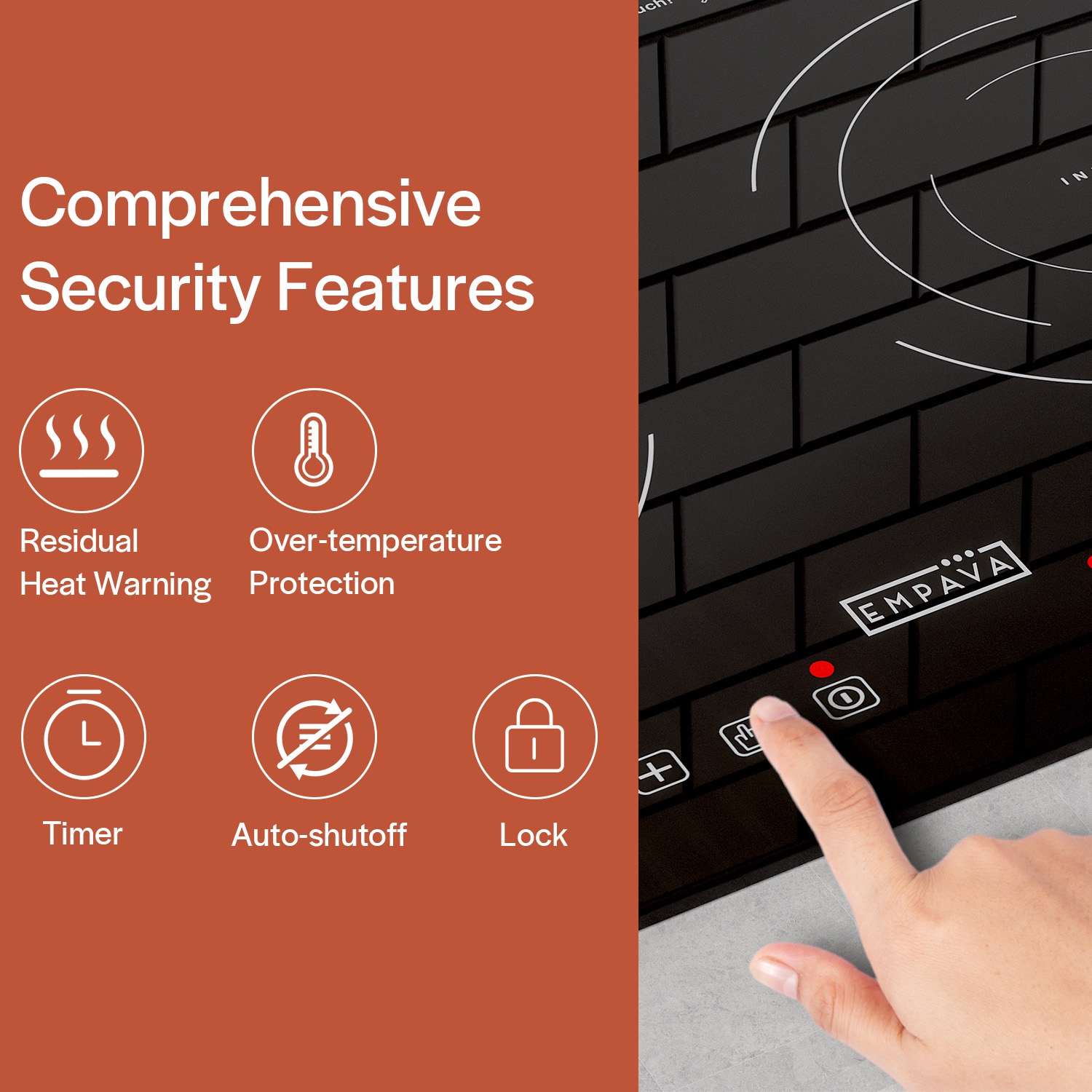 Surface de cuisson électrique à induction à 2 brûleurs de 20.5 po d’Emava - Noir
