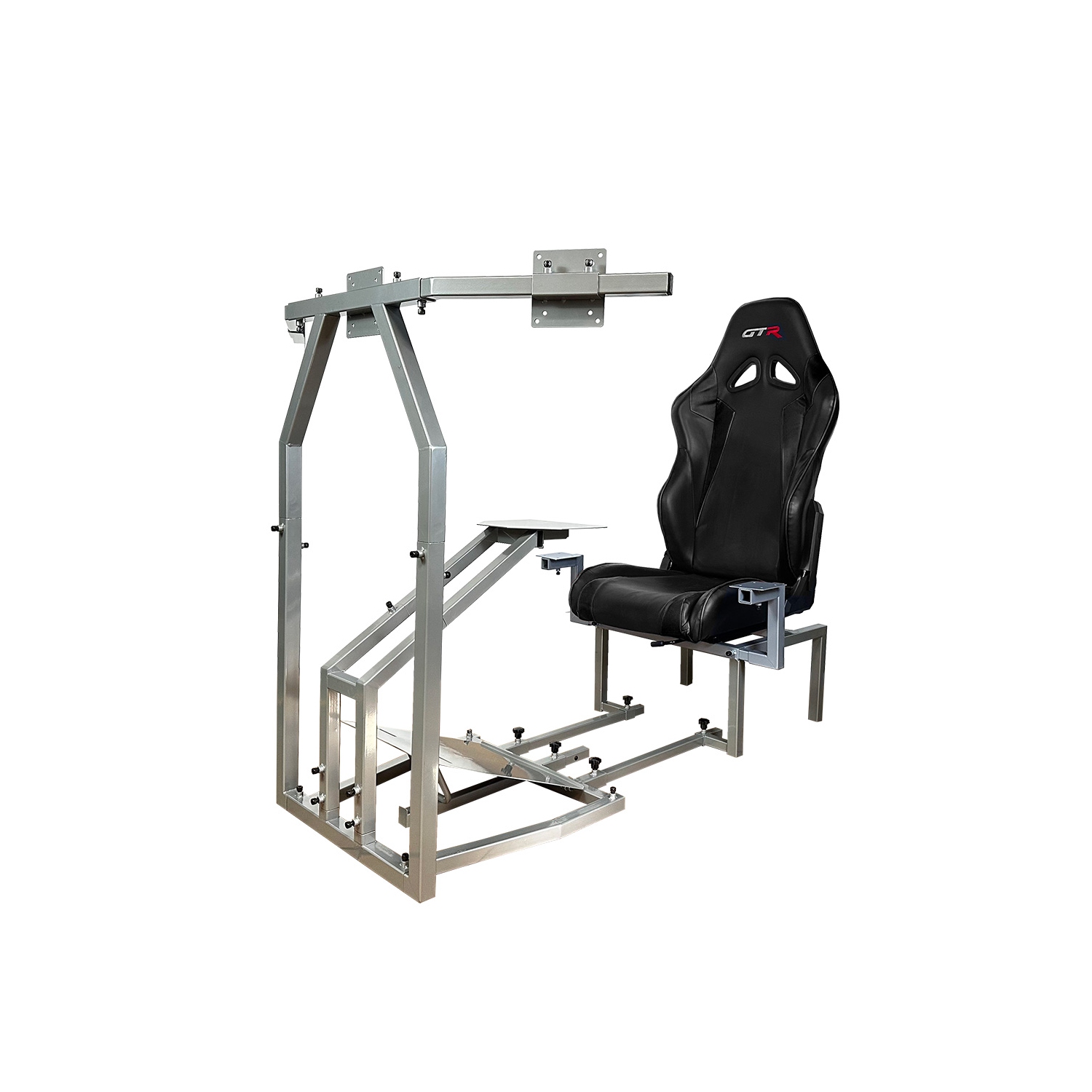 GTR Simulator - CRJ Model Adjustable Leatherette Seat, Flight Simulation Cockpit Dual Control Mount, Triple Monitor Stand