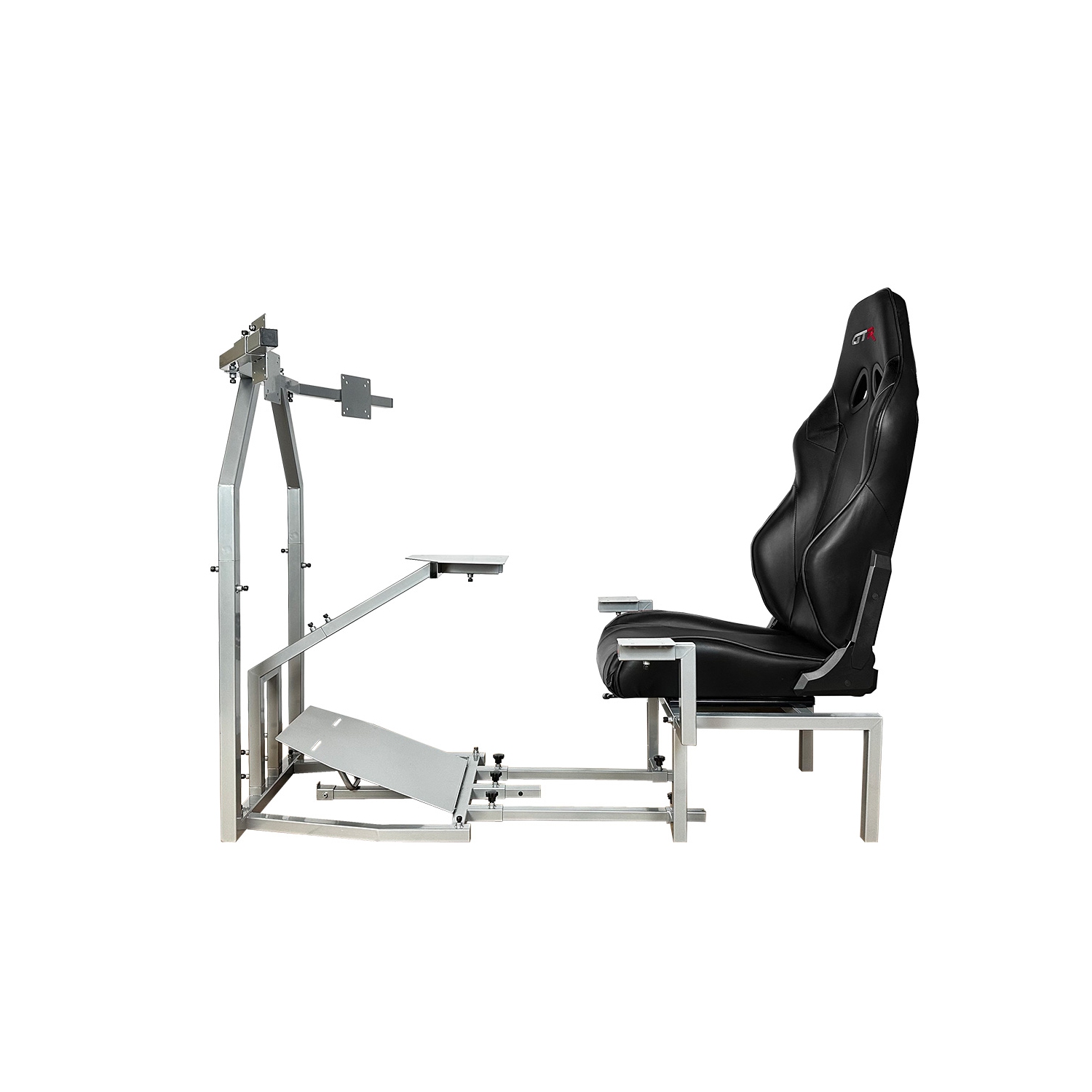 GTR Simulator - CRJ Model Adjustable Leatherette Seat, Flight Simulation Cockpit Dual Control Mount, Triple Monitor Stand