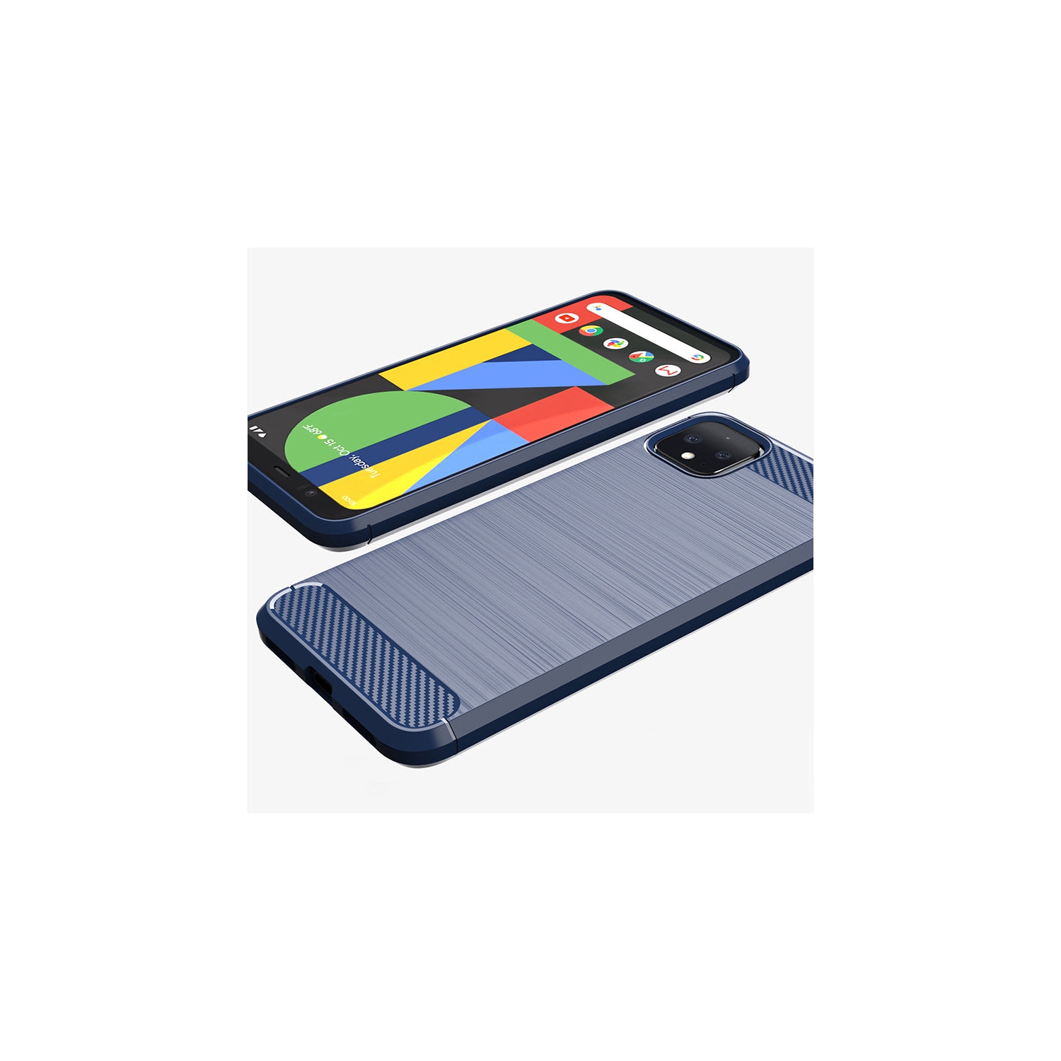 PANDACO Navy Brushed Metal Case for Google Pixel 4 XL