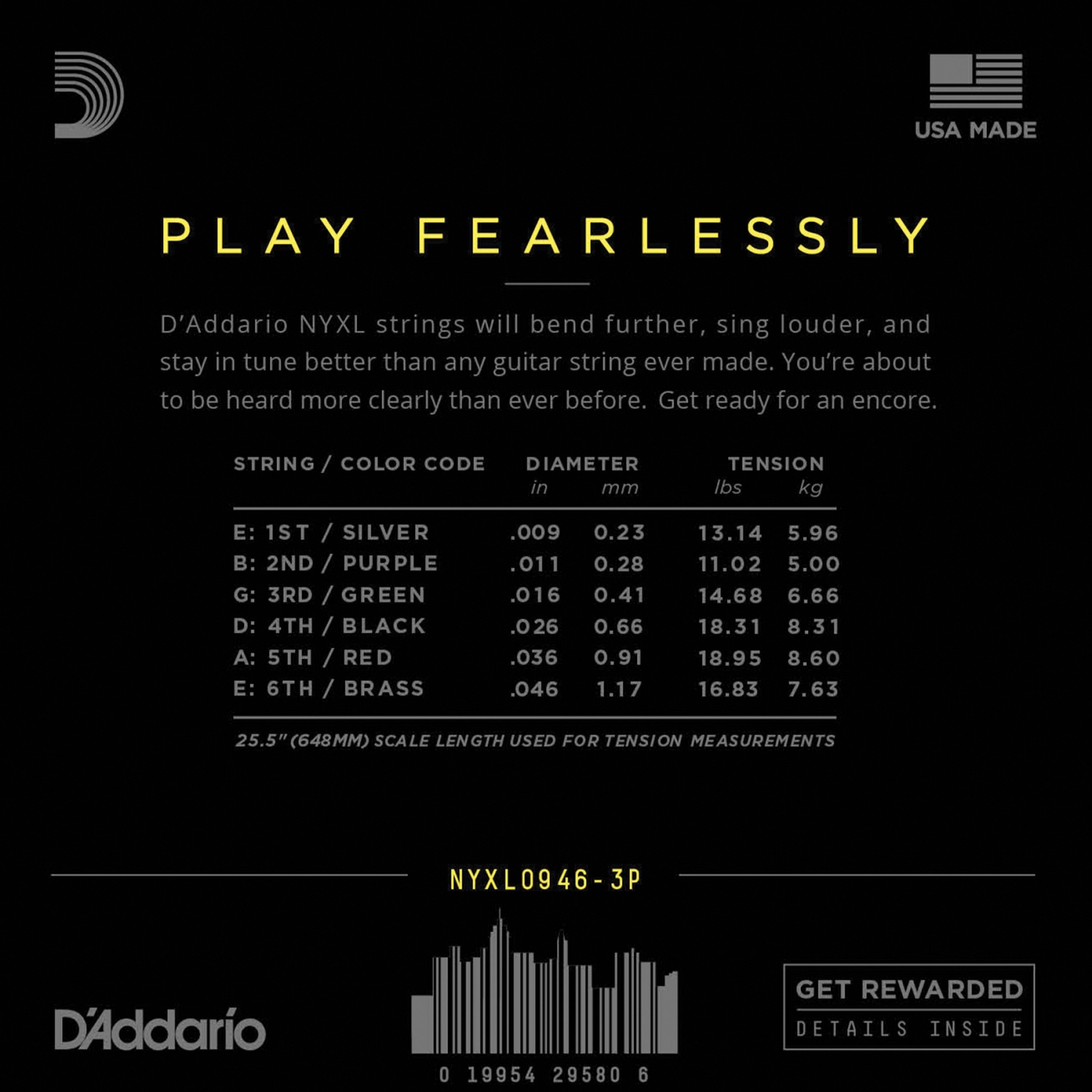 D'Addario NYXL 09-46 Electric Guitar Strings - 3 Pack