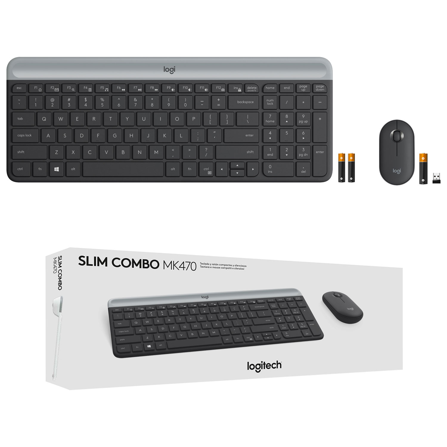 Ensemble avec clavier mince et souris optique sans fil MK 470 de Logitech - Noir