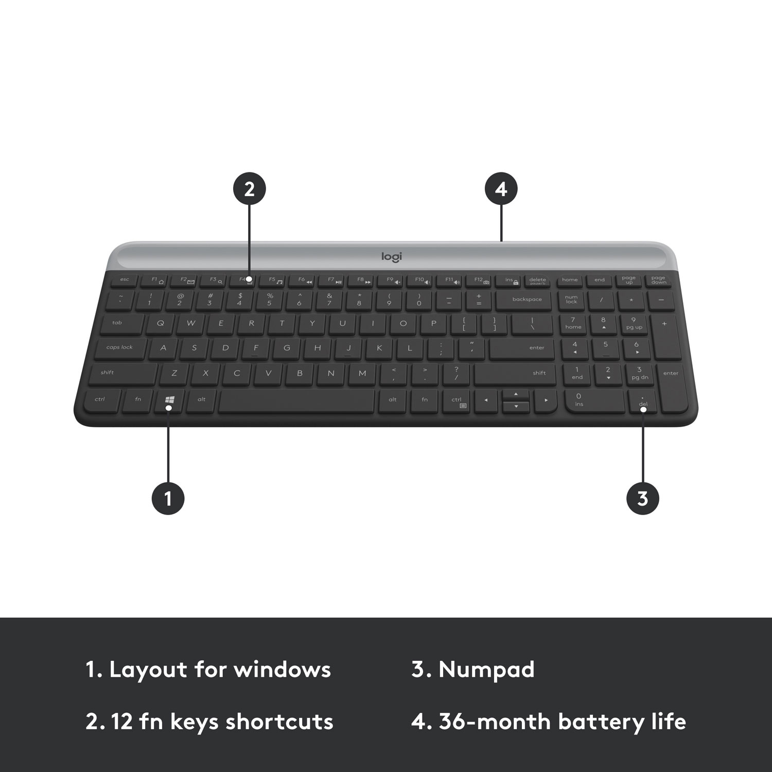 Ensemble avec clavier mince et souris optique sans fil MK 470 de Logitech - Noir