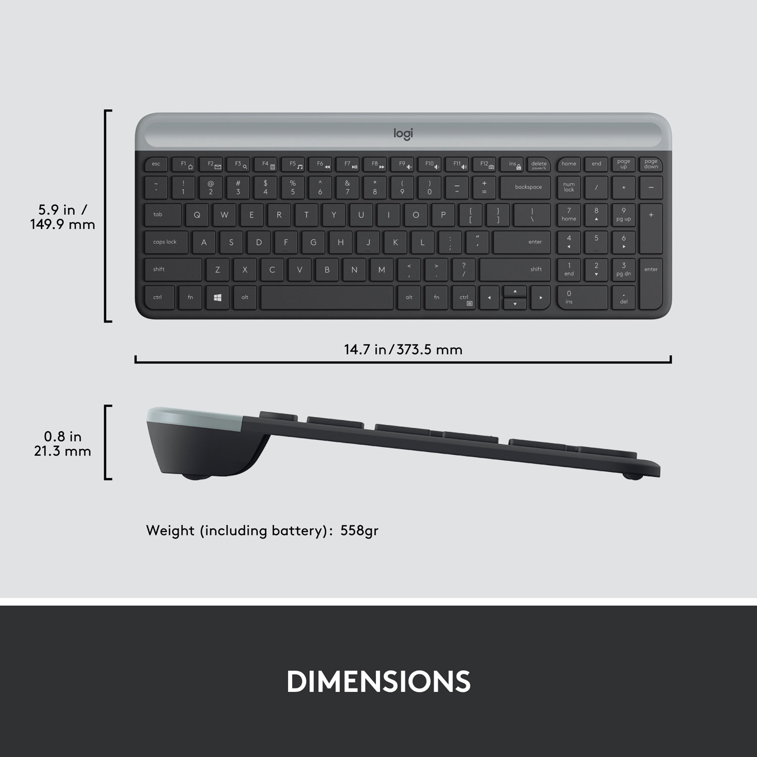 Ensemble avec clavier mince et souris optique sans fil MK 470 de Logitech - Noir