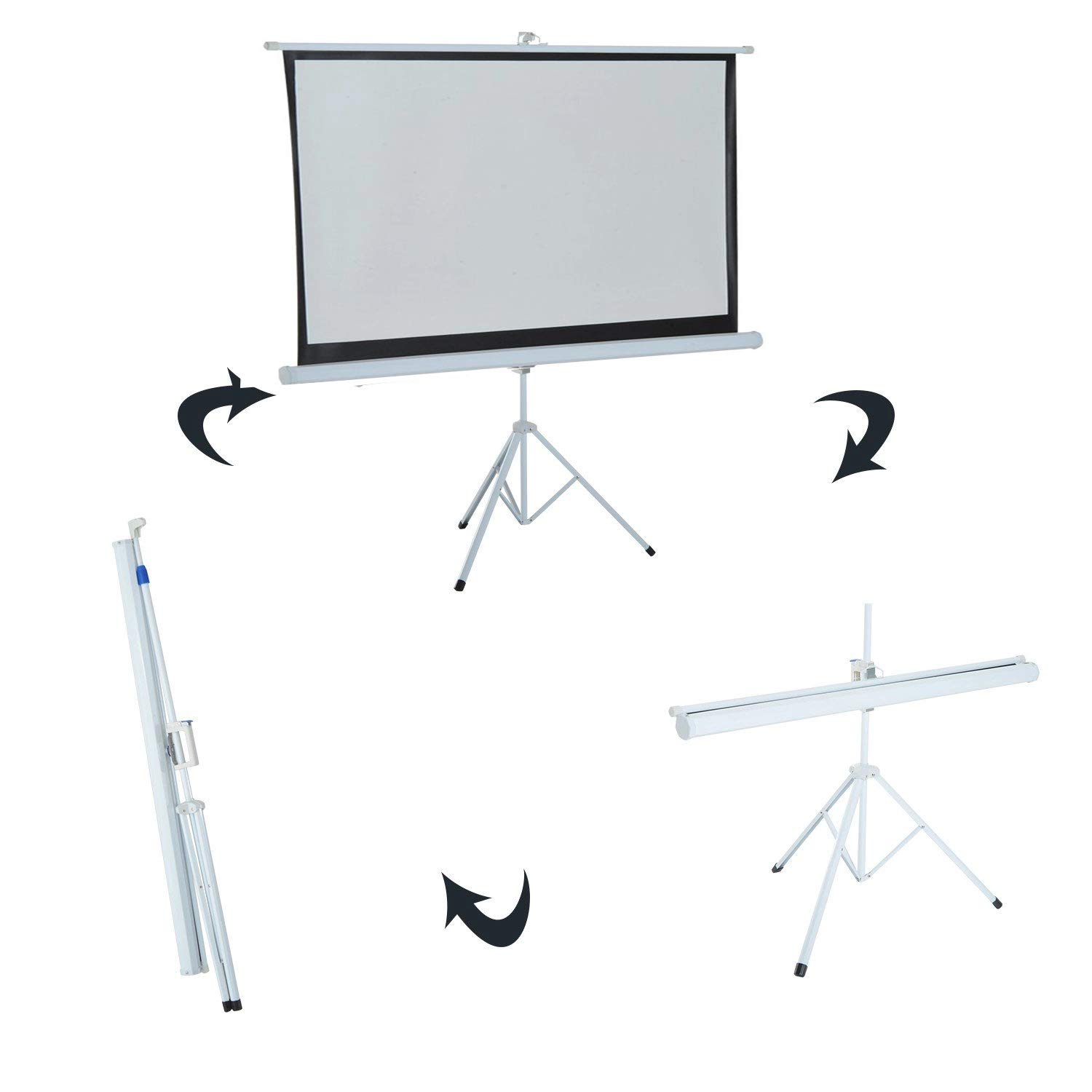 Projection Screen 100" 16:9 with Tripod Stand Height Adjustable Portable Projection Screen Foldable Stand