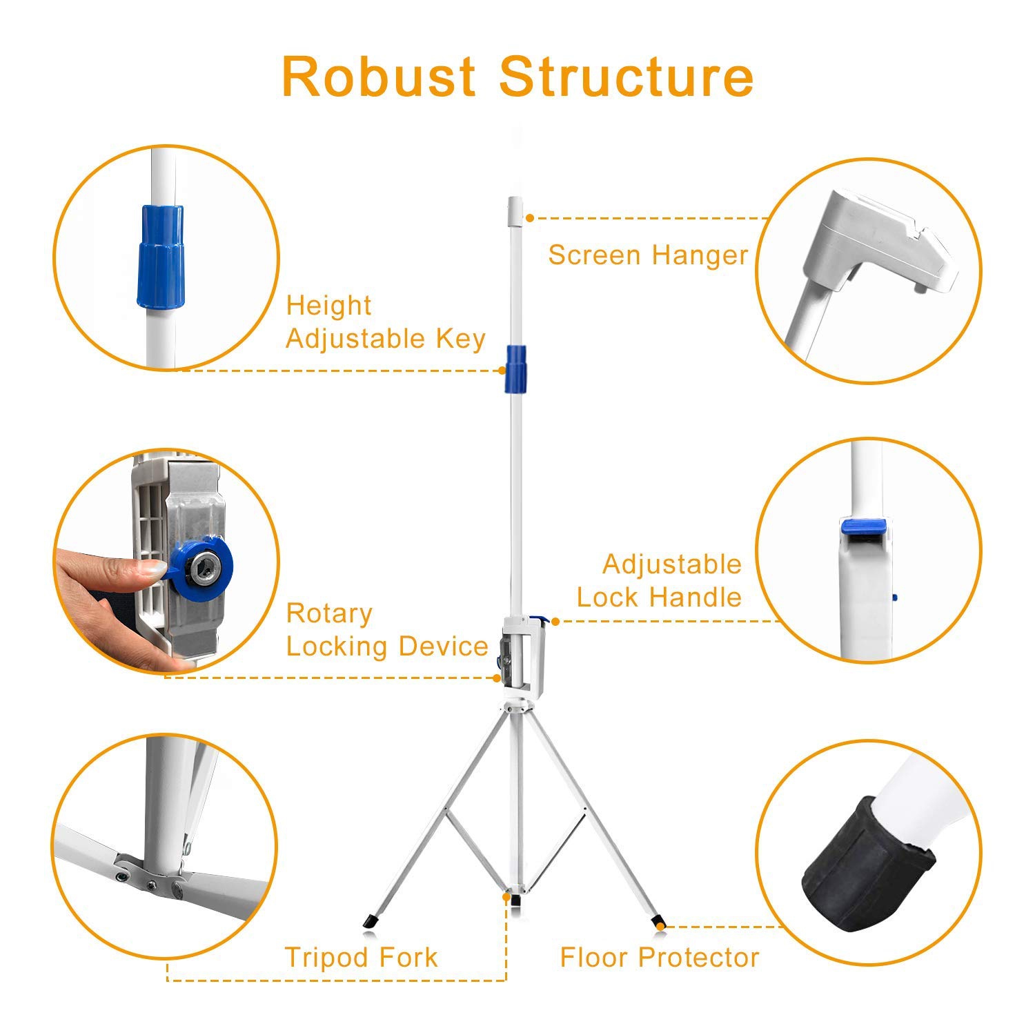 Projection Screen 100" 16:9 with Tripod Stand Height Adjustable Portable Projection Screen Foldable Stand