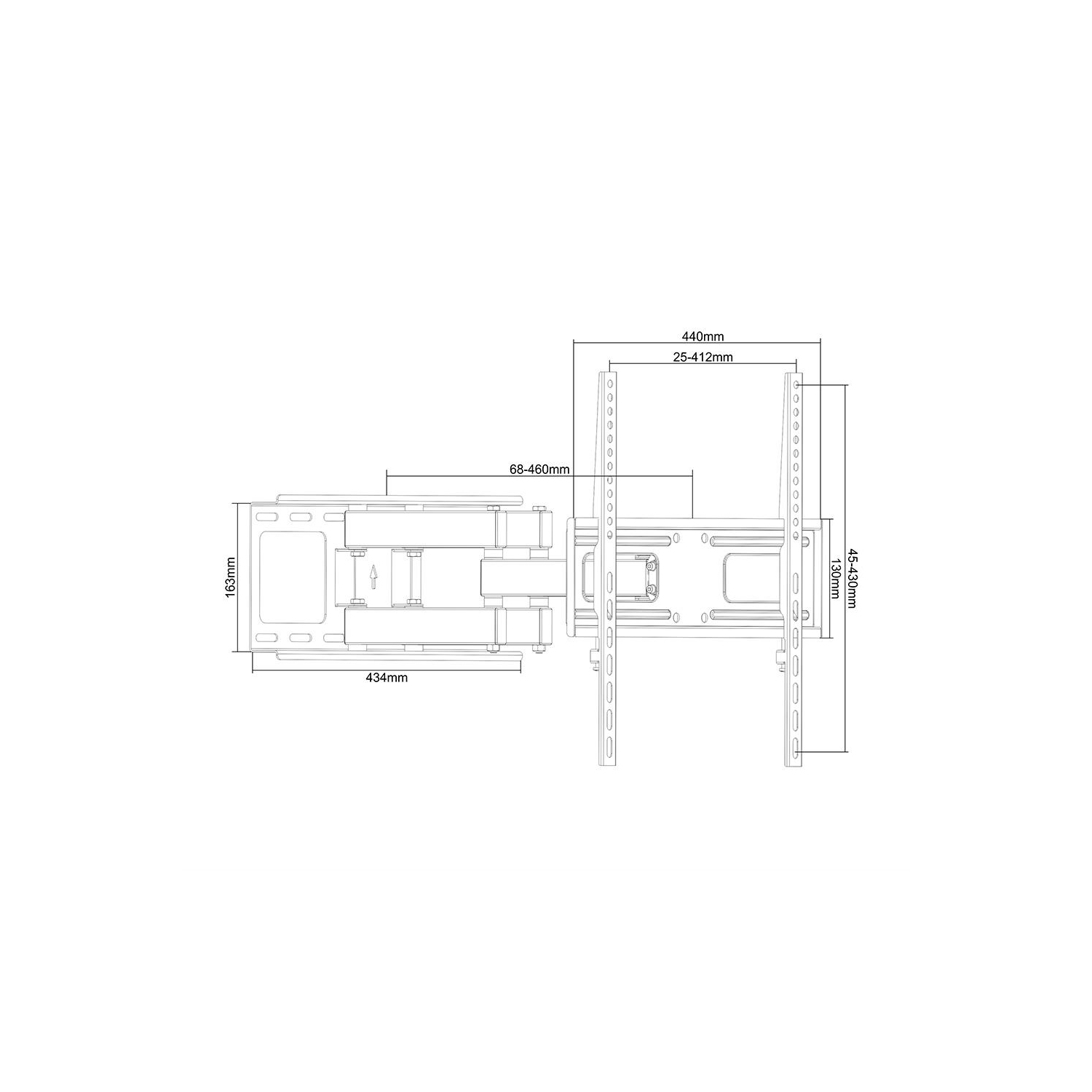 Support mural articulé pour téléviseur de 26 à 55 po supportant jusqu'à 88 lb, VESA maximal 600 et clous en bois muraux de 12 à 16 po