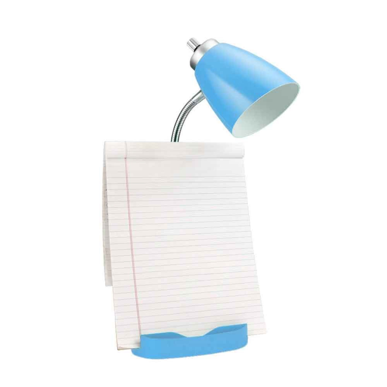 Lampe de bureau décorative à col de cygne pour intérieur moderne avec support de livre pour tablette iPad et port USB - Bleu
