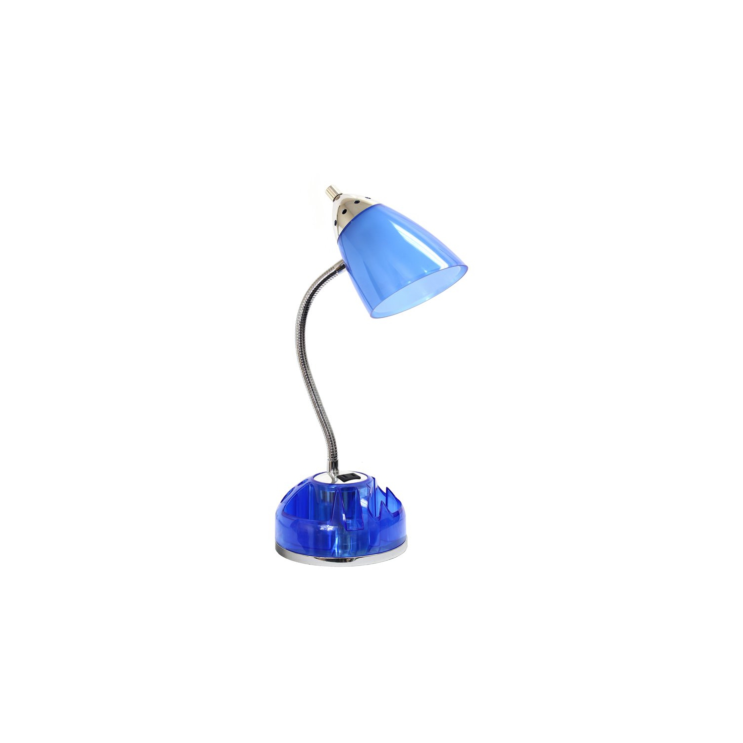 LimeLights Plastic Flossy Organizer Desk Lamp w/ Power Outlet in Clear Blue