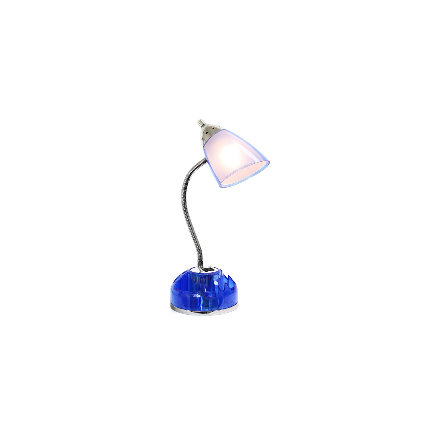 LimeLights Plastic Flossy Organizer Desk Lamp w/ Power Outlet in Clear Blue