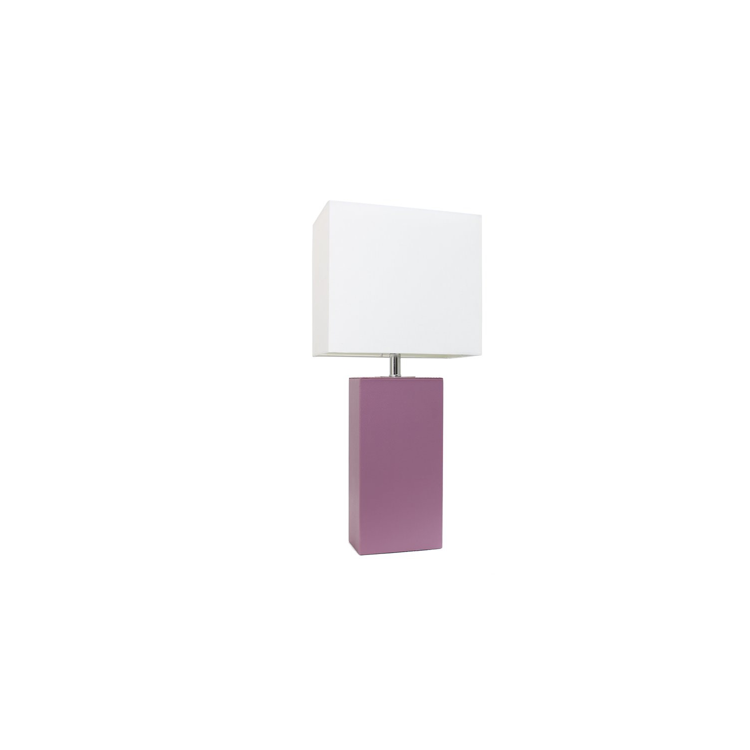 Élégante lampe de table en cuir violet avec abat-jour blanc