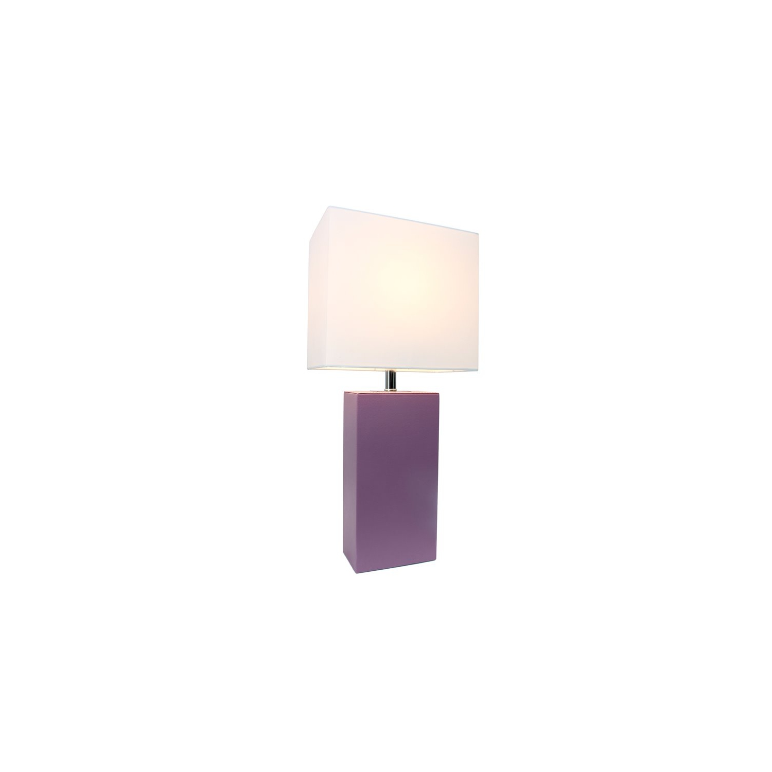 Élégante lampe de table en cuir violet avec abat-jour blanc