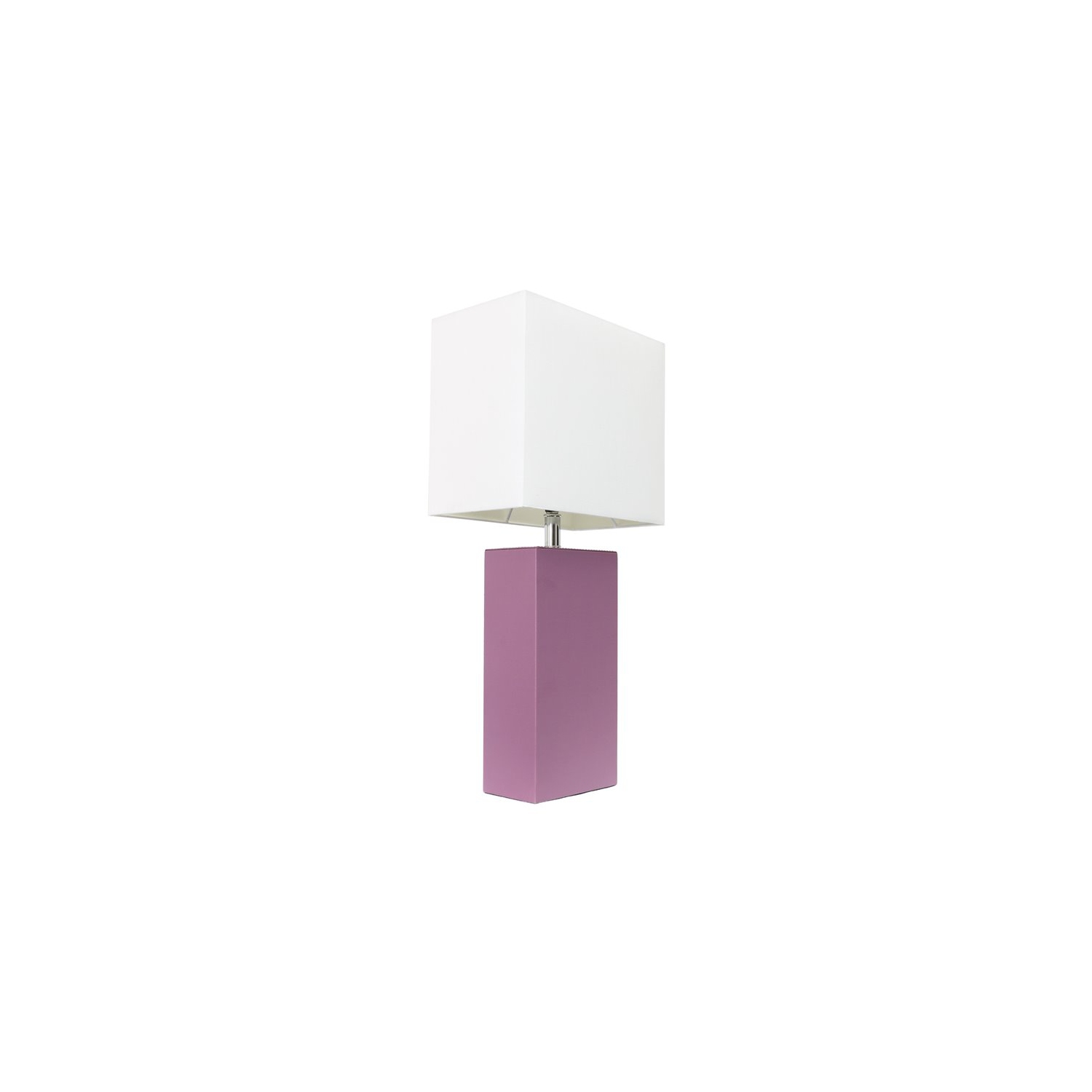 Élégante lampe de table en cuir violet avec abat-jour blanc