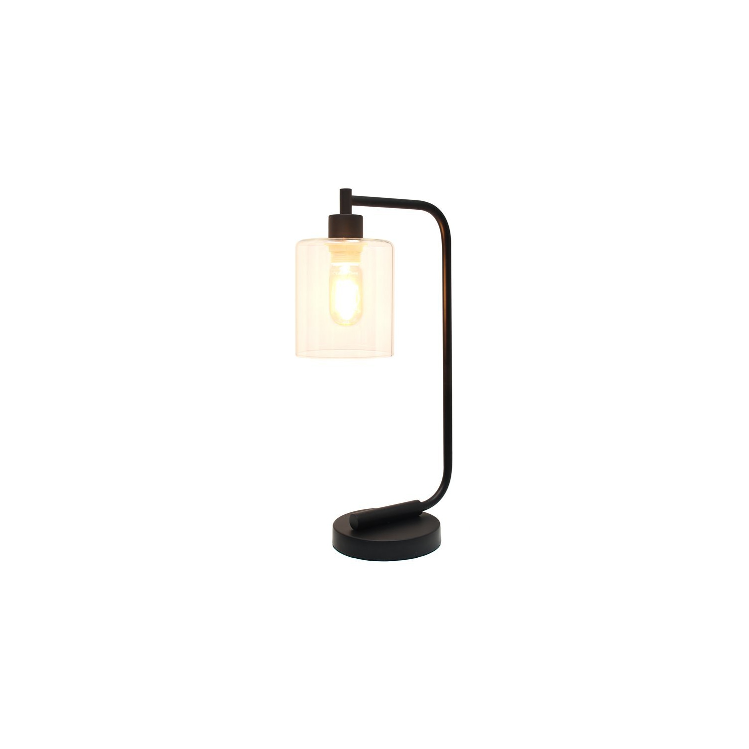 Simple Designs Metal 16" Industrial Desk Lantern in Black with Clear Shade