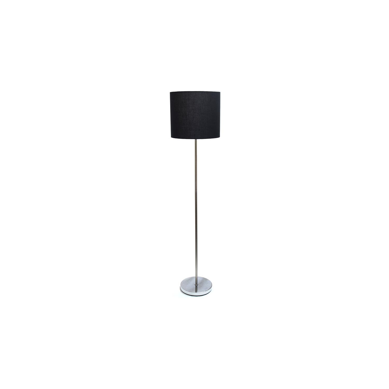 Simple Designs Metal Floor Lamp w/ Foot Switch in Nickel with White Shade