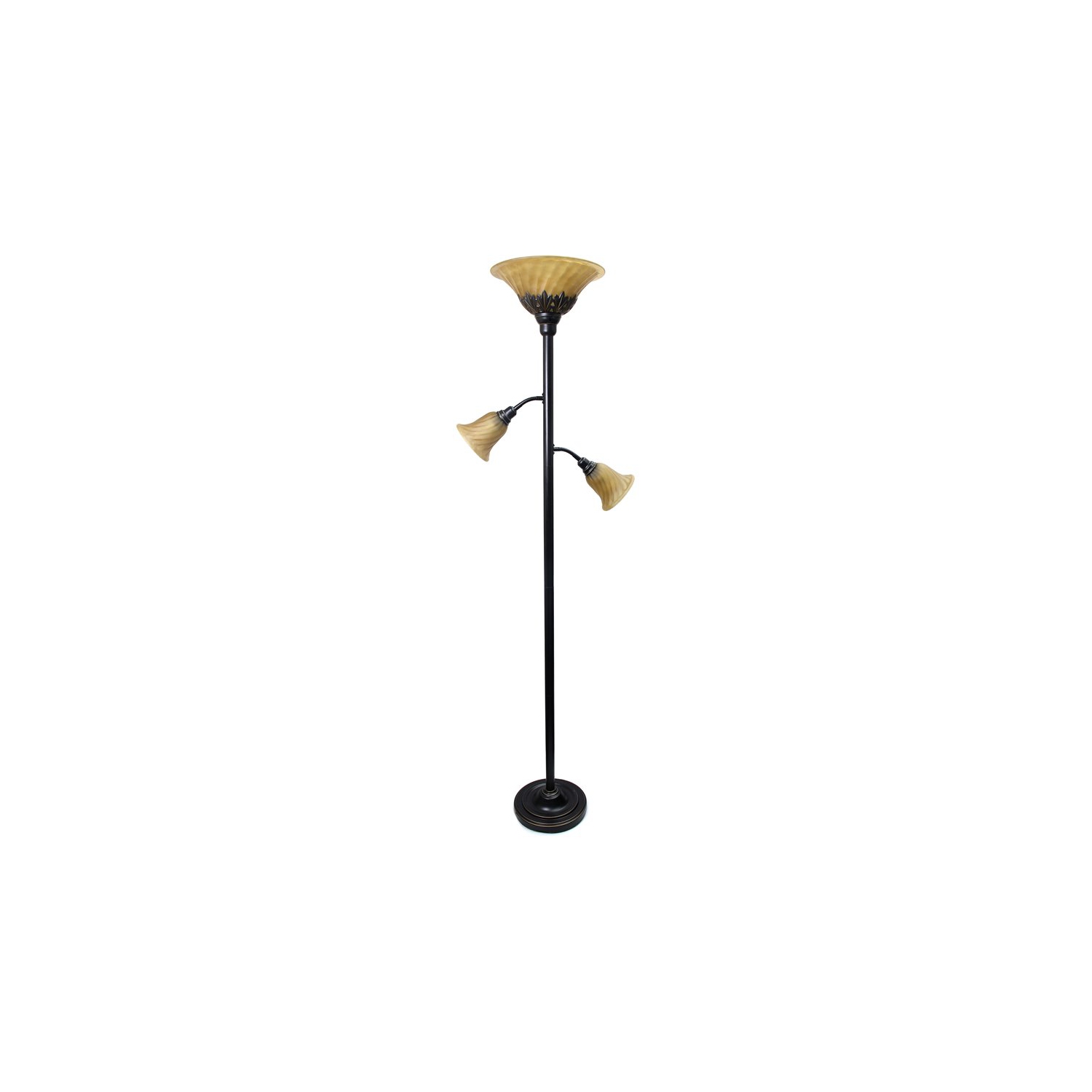 Elegant Designs Metal 3 Light Floor Lamp in Restoration Bronze with Cream Shades