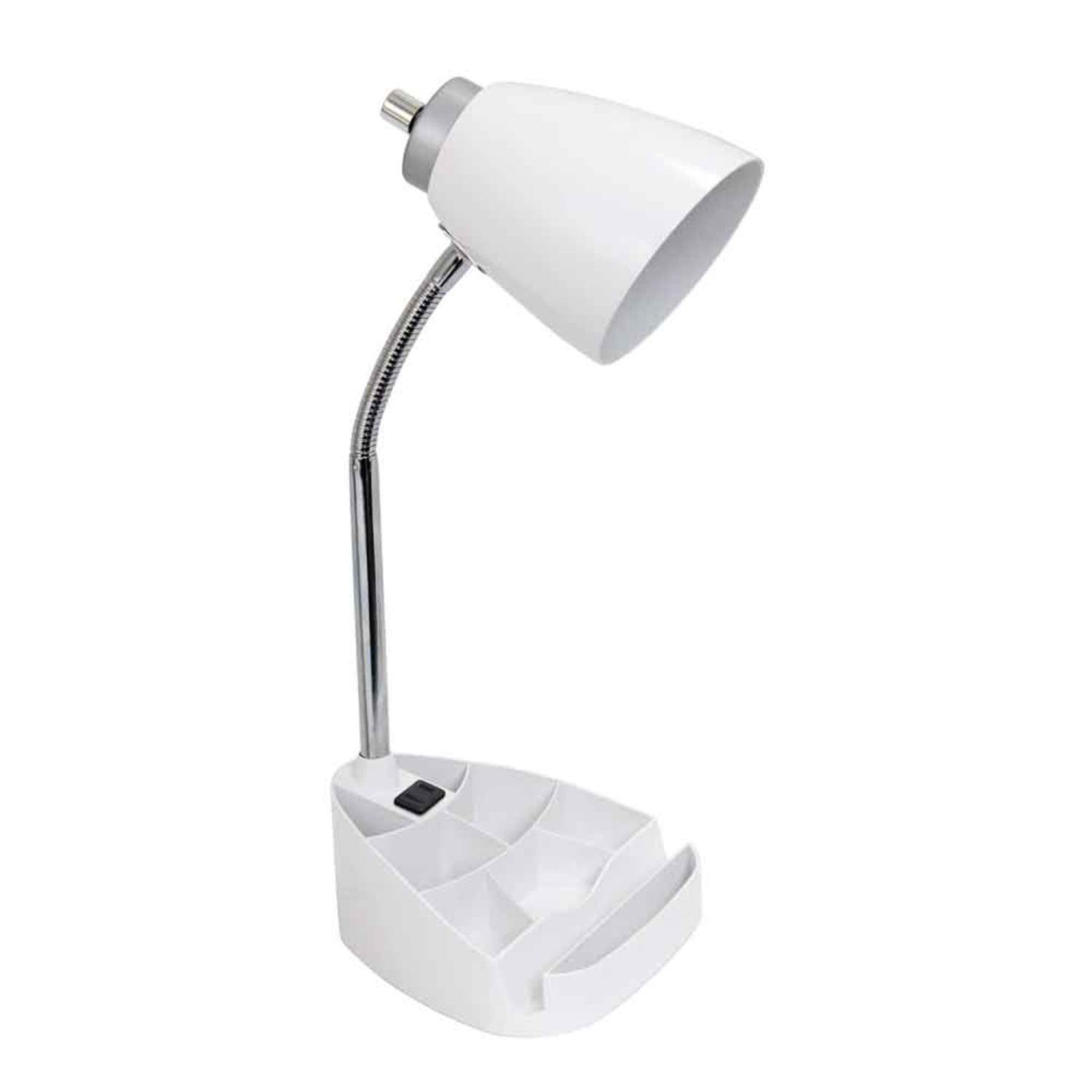 Lampe de bureau à col de cygne avec support pour tablette iPad et prise de charge Blanc