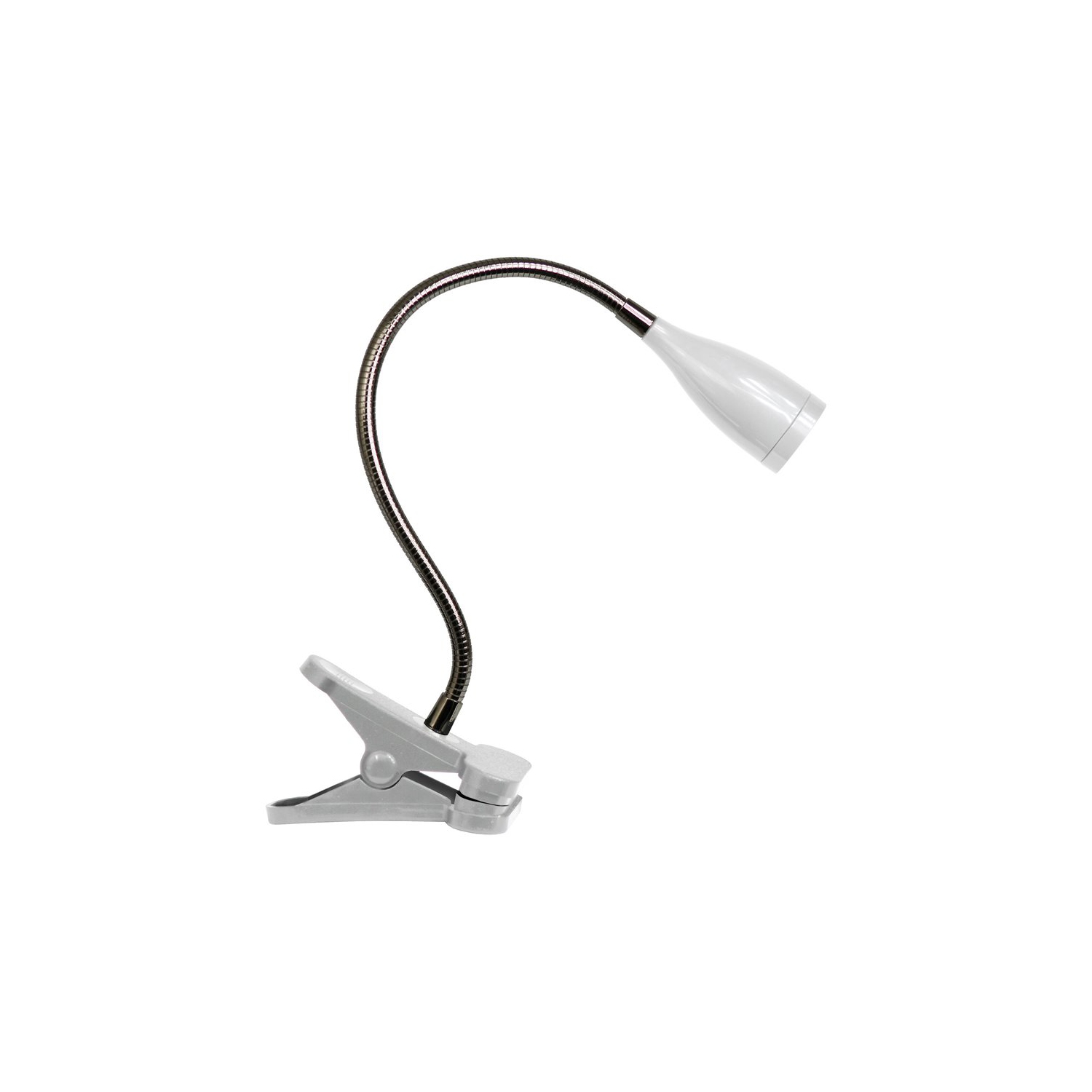 LimeLights Plastic Flossy Flexible Gooseneck LED Clip Lamp in White