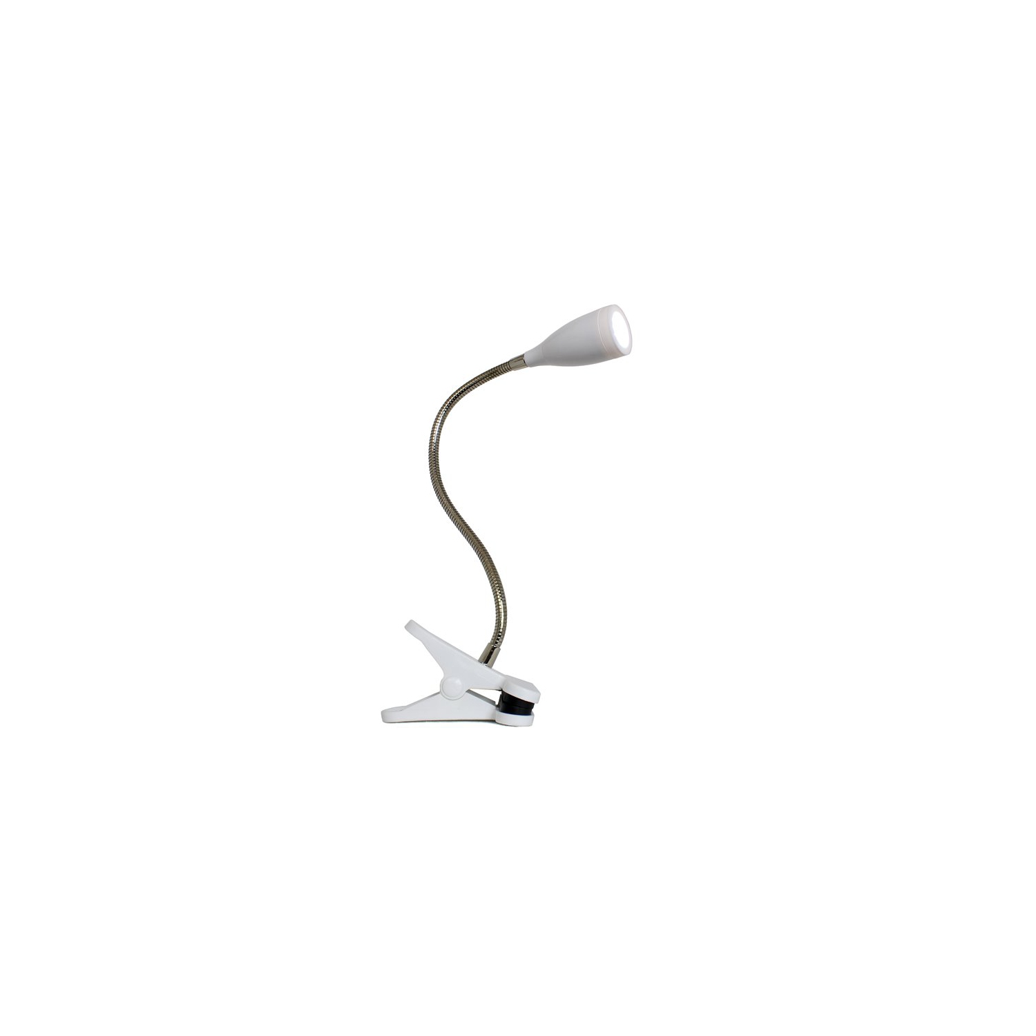 LimeLights Plastic Flossy Flexible Gooseneck LED Clip Lamp in White