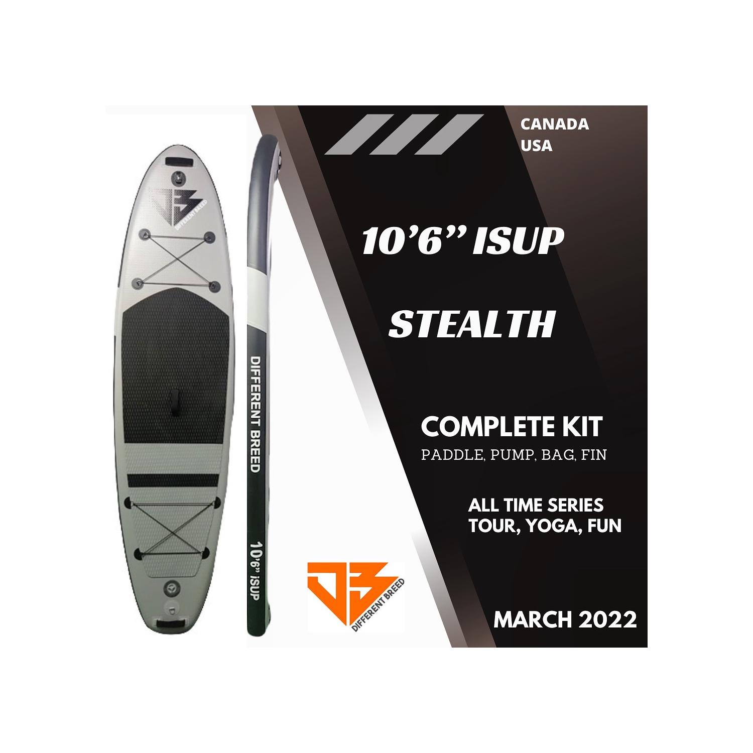 Different Breed - 10’6” x 32" Stealth Edition All Time Inflatable PaddleboardiSUP