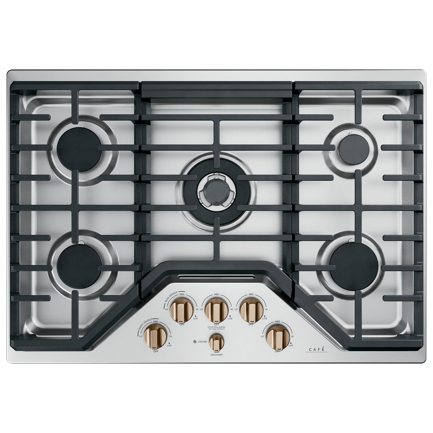 Ensemble de boutons de 5 pièces pour surface de cuisson au gaz Café - Cuivre brossé