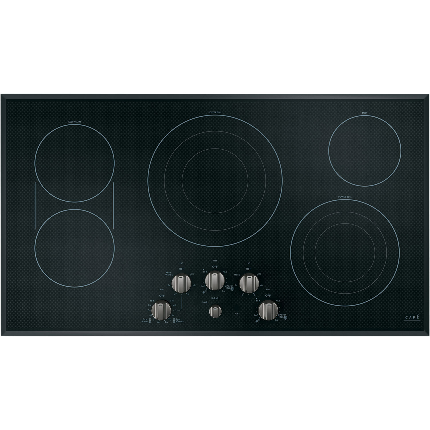 Café 5-Piece Electric Cooktop Knob Set - Brushed Black