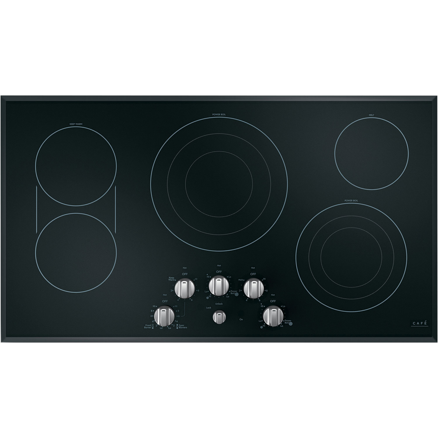 Café 5-Piece Electric Cooktop Knob Set - Brushed Stainless