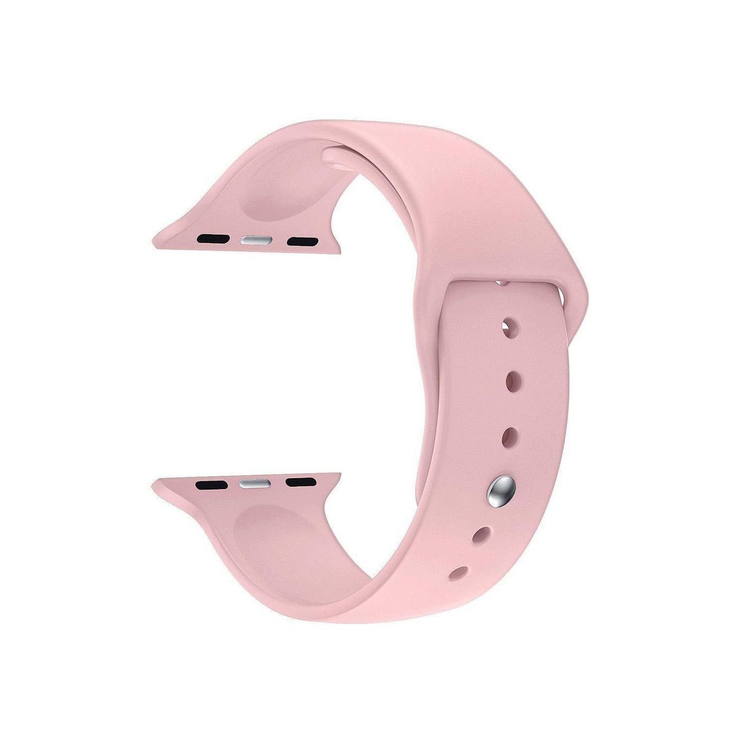 Soft Silicone Replacement Band Strap for Apple Watch iWatch Series 1 to 7 SE, 38mm 40mm 41mm, Rose Gold