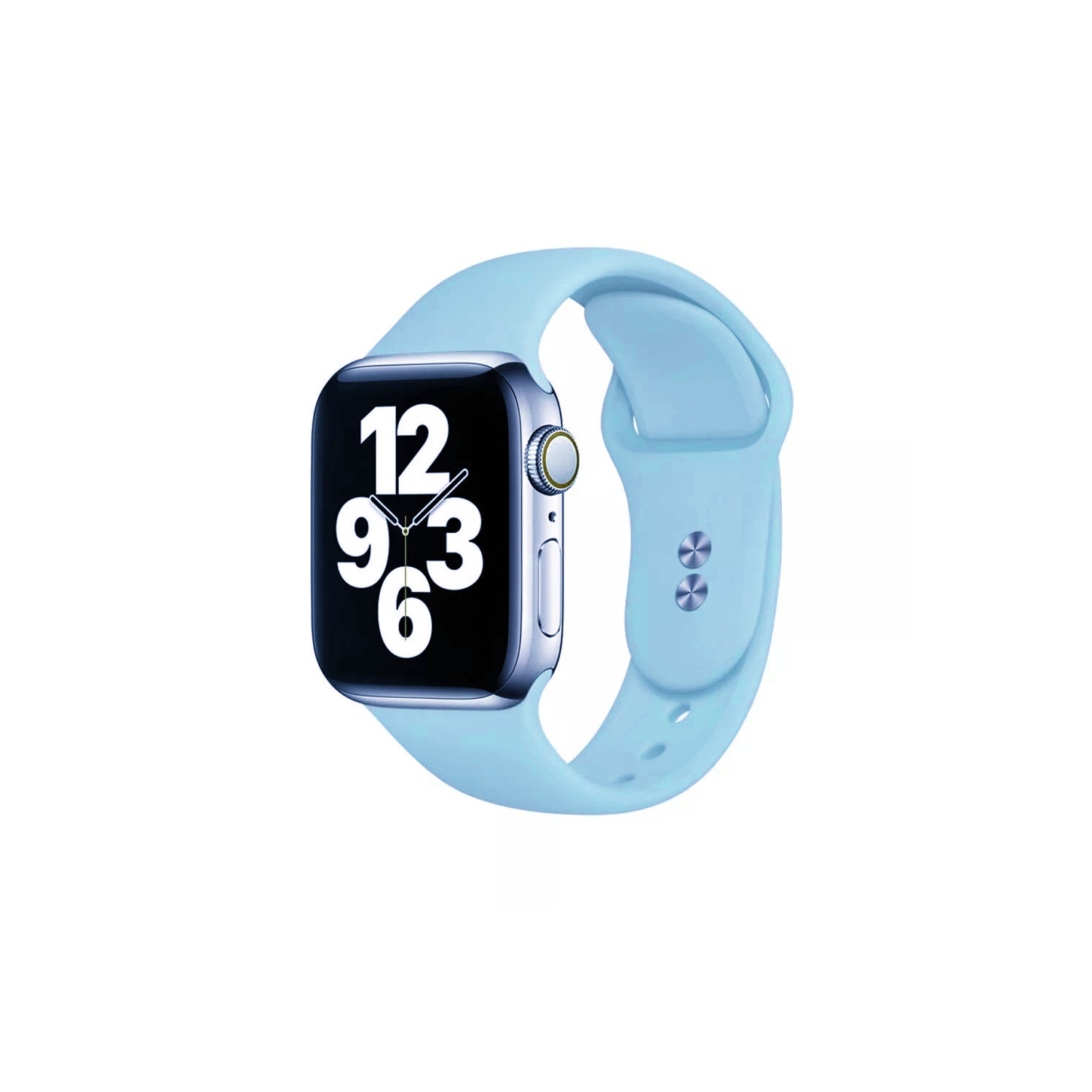 Bracelet de rechange en silicone souple pour Apple Watch iWatch Series 1 à 10 SE Ultra, 42&nbsp;mm 41&nbsp;mm 40&nbsp;mm de 38&nbsp;mm, bleu clair