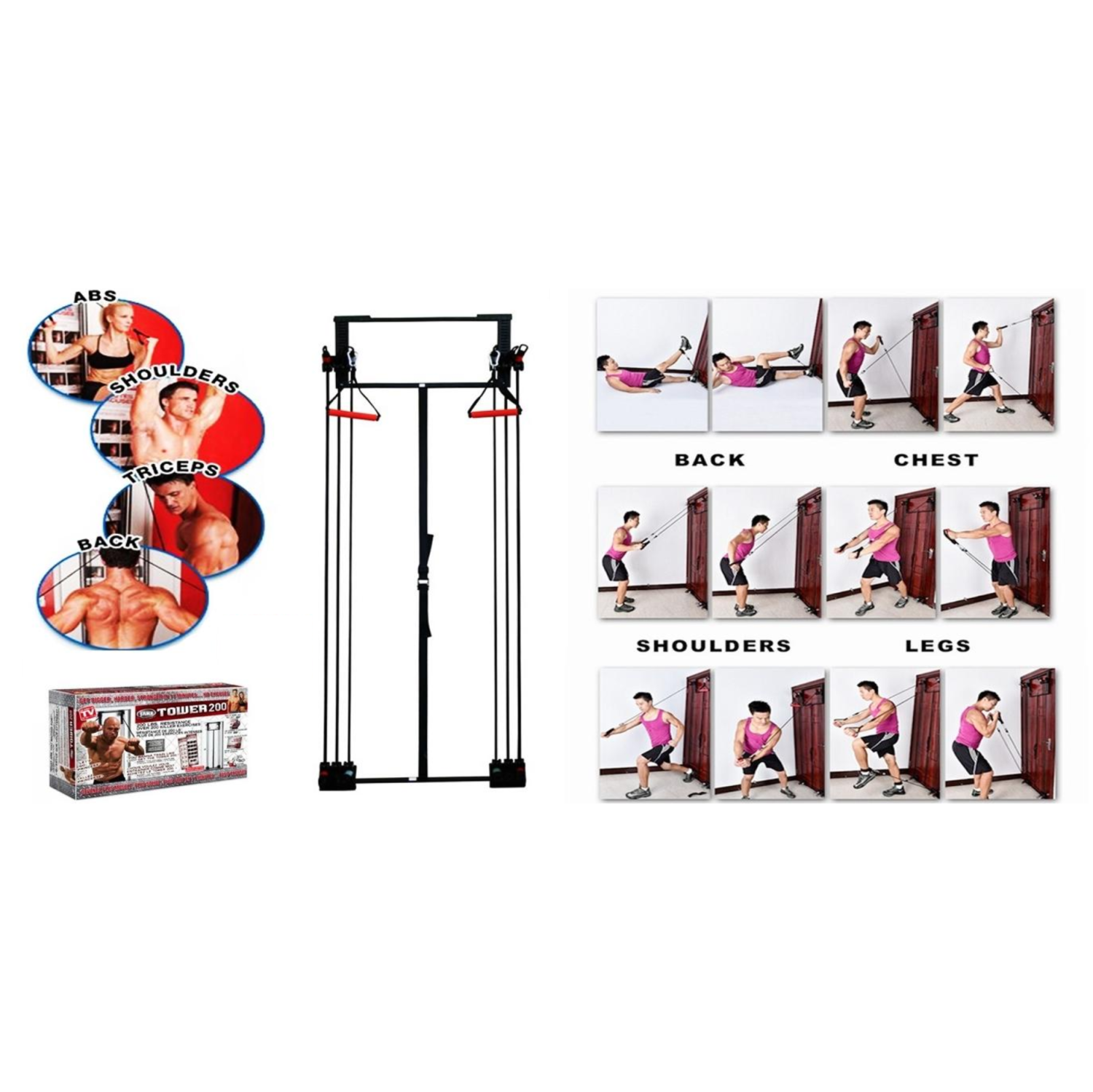 Système d’entraînement Body by Jake Tower 200 Total Body Gym avec guide de tableau NOUVEAU dans la boîte + droit en prime