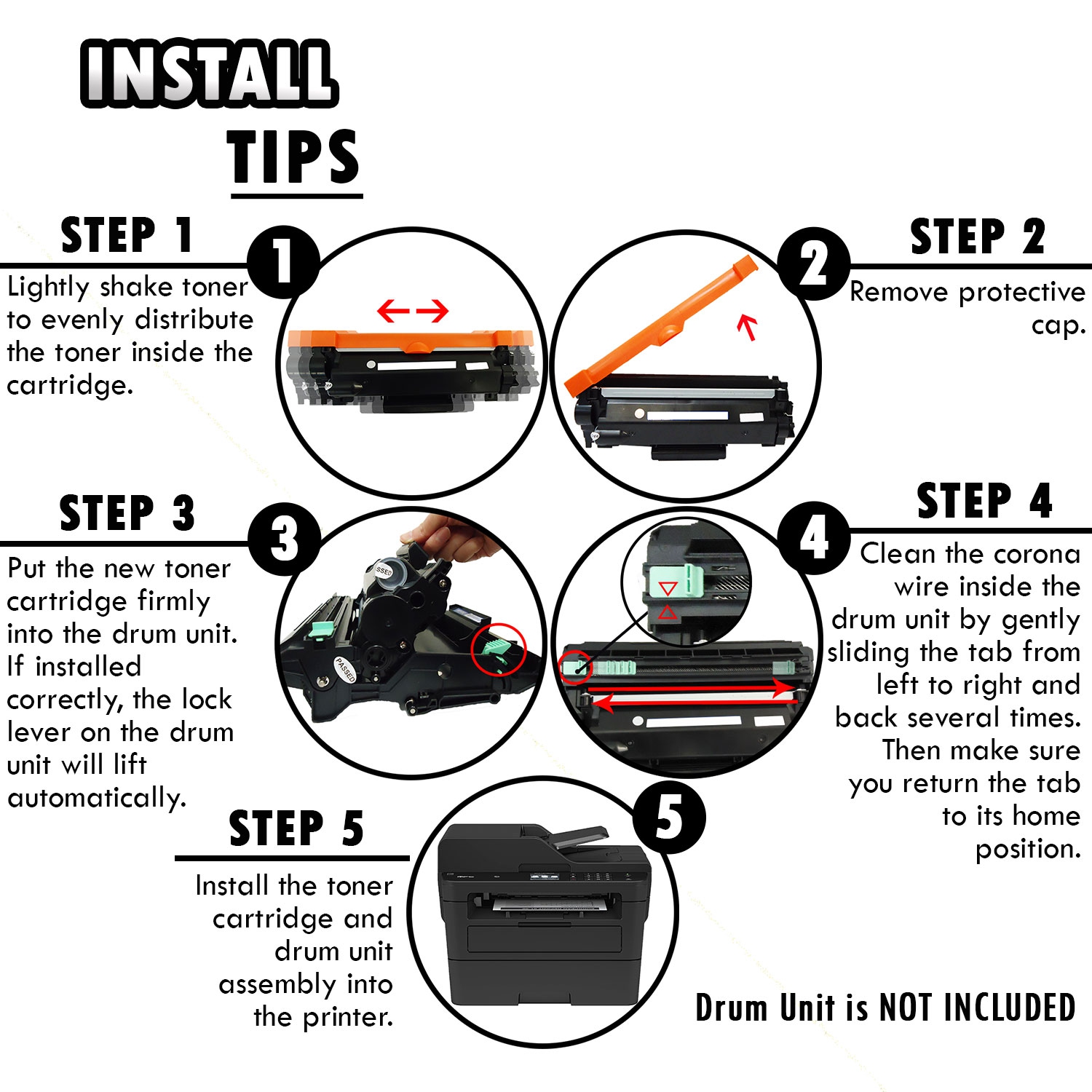 [CHIP INCLUDED] 2 High Yield Inkfirst Compatible Toner Cartridges TN-760 TN760 Replacement for Brother TN-760 MFC-L2710DW